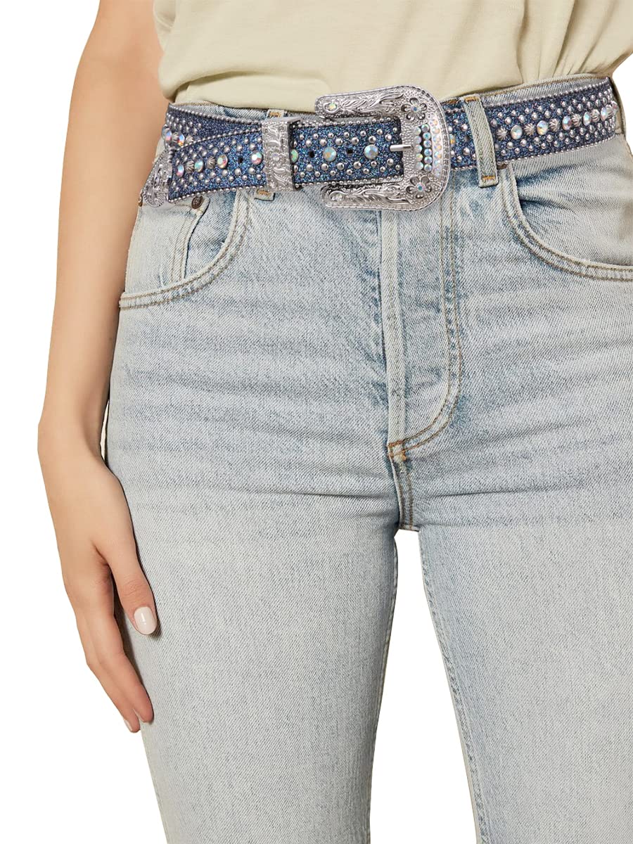 Sparkling Rhinestone Belt for Men & Women - Western Studded Leather Waist Belt with Bling Diamonds - Perfect for Cowboy & Cowgirl Jeans, Rodeo, and Night Out Fashion
