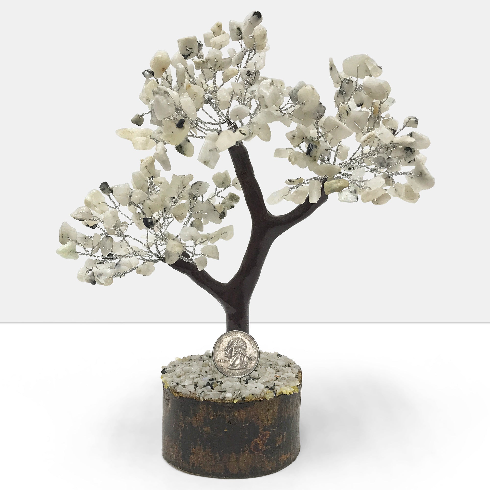 300 Beads Natural Rainbow Moonstone Crystal Gemstone Tree – Handmade Healing Crystal Tree for Intuition, Feng Shui & Spiritual Energy | Home Office Decor, Meditation Gift, Yoga Space & Zen Garden Accent | GGT300 Rainbow Moonstone