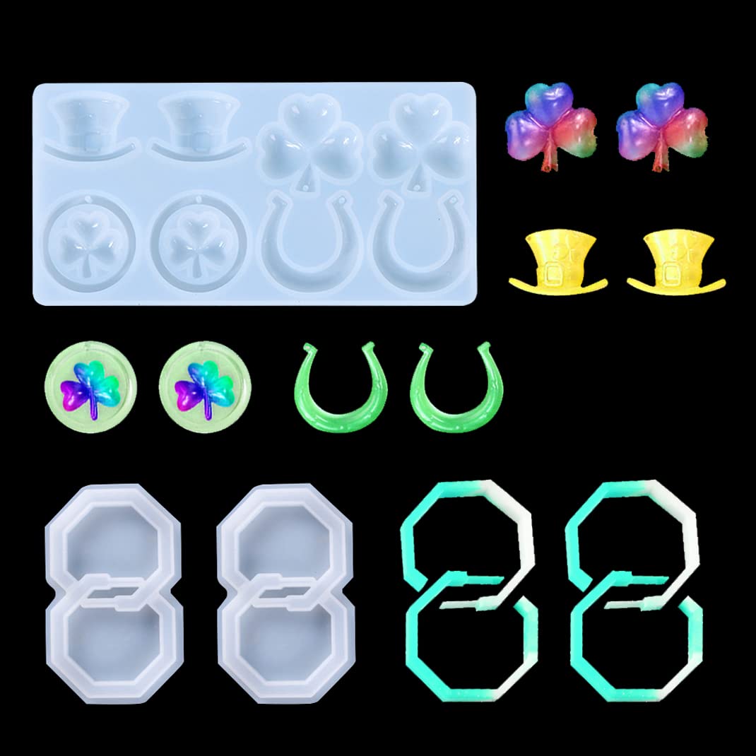 DIYBravo 3-Piece Silicone Resin Molds Set - Clover Earring & Pendant Jewelry Making Molds for DIY Crafting (Transparent) | Perfect for Handmade Earrings, Necklaces & Resin Art Projects