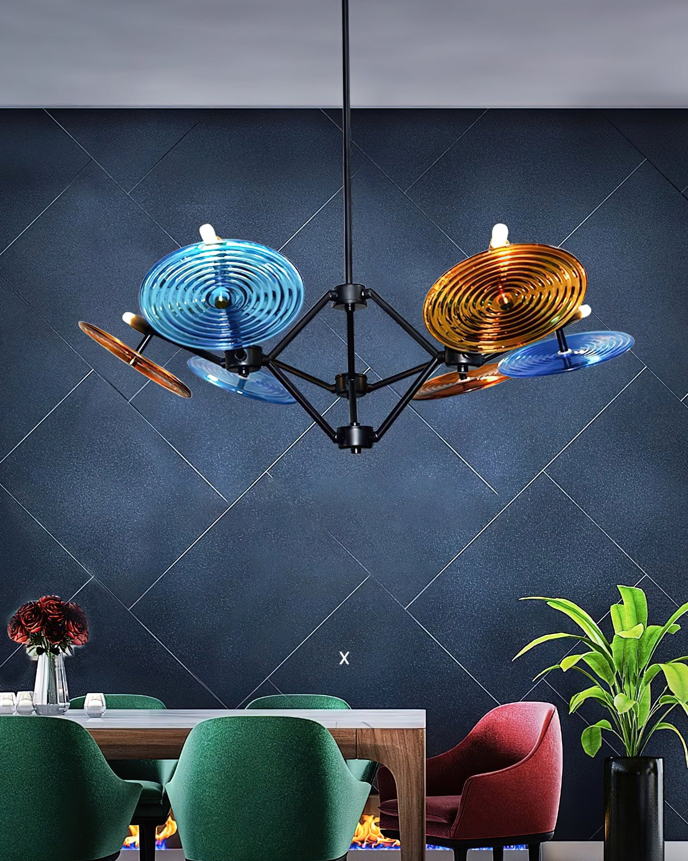 Vibrant Rotary Chandelier - Modern Spinning Ceiling Light Fixture for Dining Room, Bedroom & Living Room Decor | Energy Efficient LED Lighting Solution