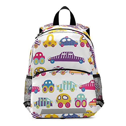 SUABO Colorful Cars Kids Backpack for Toddlers & Preschoolers - Durable School Backpack for Boys & Girls - Lightweight Travel Daycare Bag for Kindergarten, Outings & Daily Use