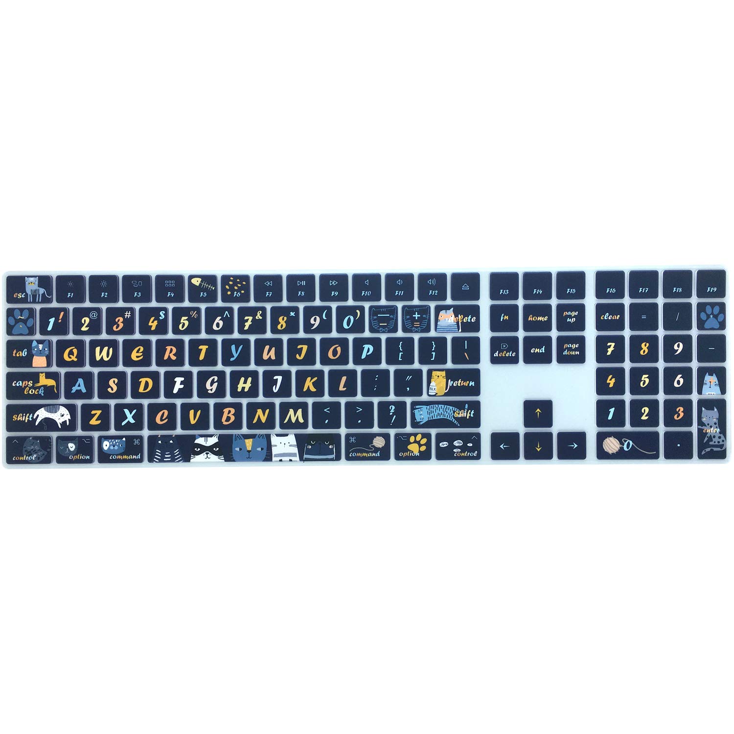 Silicone Keyboard Cover for Apple iMac Magic Keyboard - Cat Print Skin for MQ052LL/A (A1843) - Home & Office Use