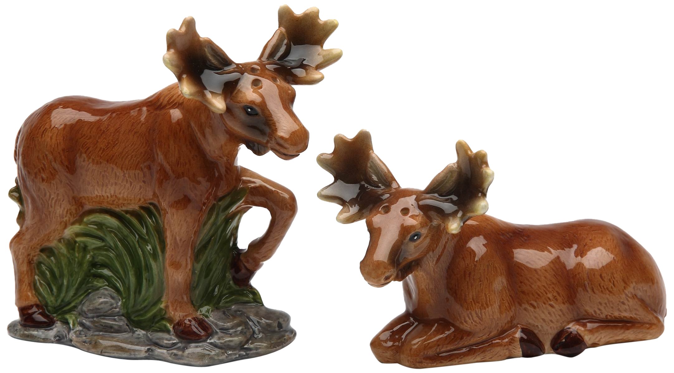 Premium Moose Ceramic Salt and Pepper Shakers Set - Elegant Kitchen Tableware for Home, Restaurants & Gifts - Perfect for Dining, Cooking & Holiday Decor