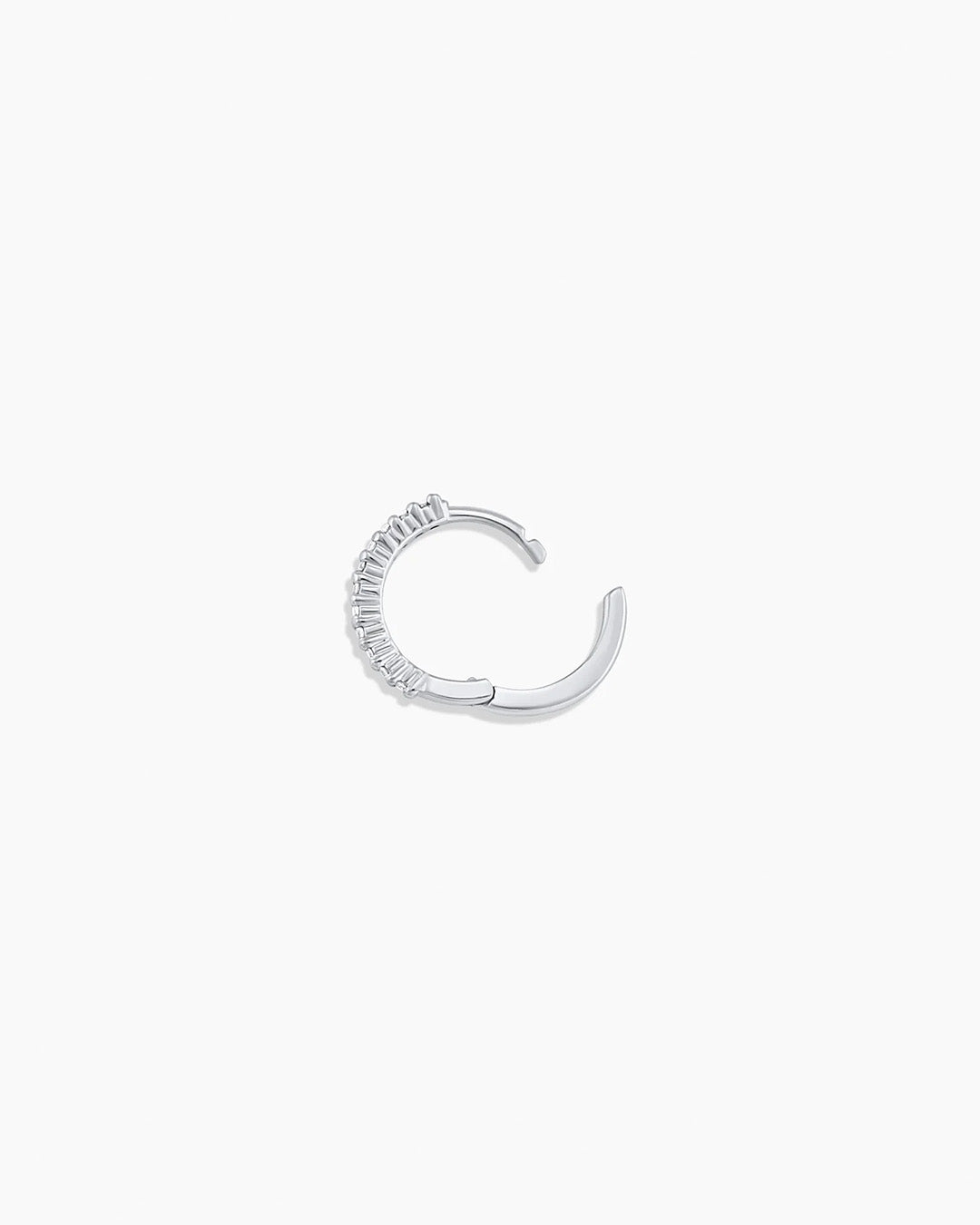 14K White Gold Diamond Pavé Single Huggie Earrings for Women - Elegant Everyday & Party Wear