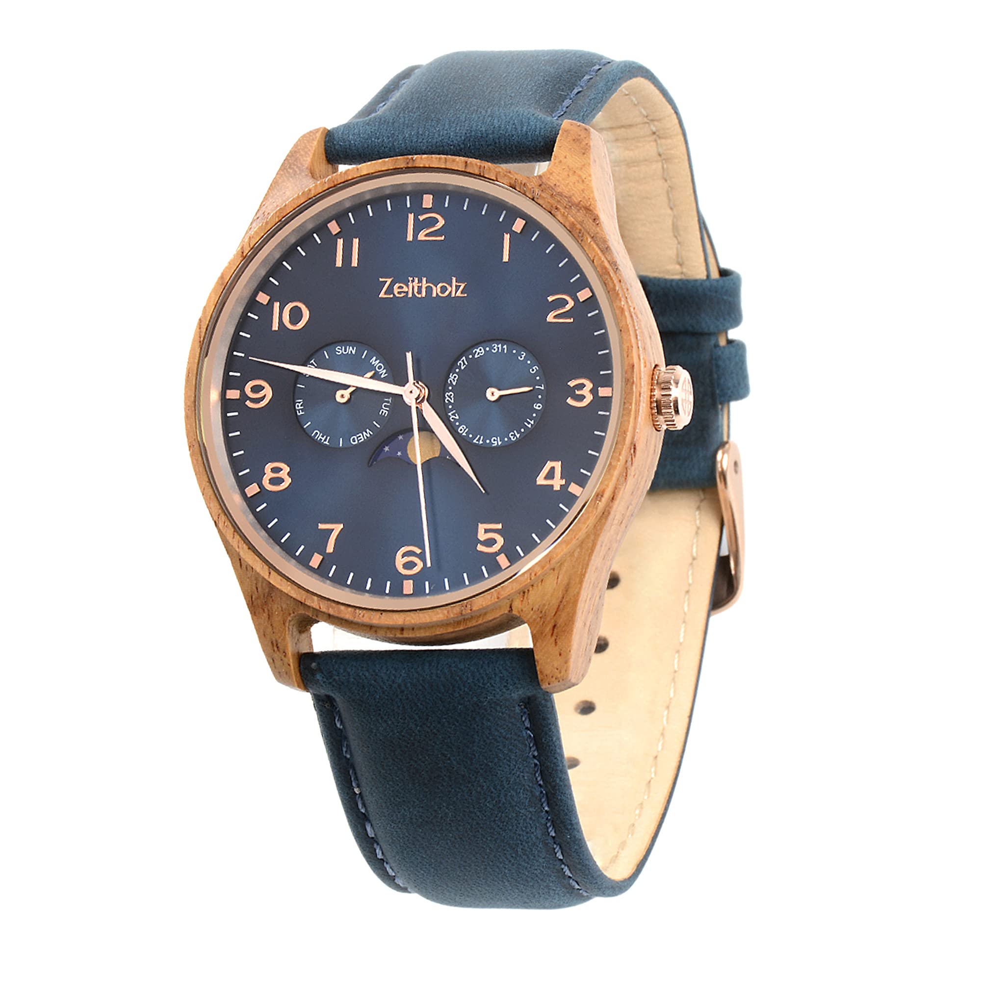 Zeitholz Men's Wooden Watches - 42mm Analog Wood Watch with Japanese Quartz Movement - Stylish & Eco-Friendly Gifts for Men - Perfect for Casual Wear, Outdoor Adventures & Special Occasions