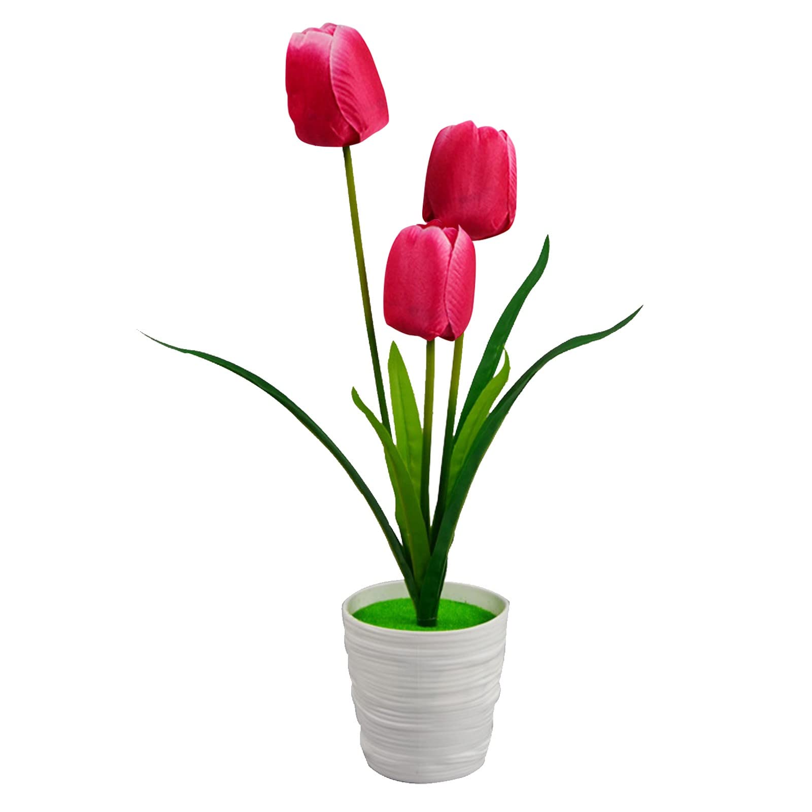 Kiosan Artificial Silk Tulips - 6 Heads Faux Flowers in Pot for Home Decoration, Window Decor, Table Centerpiece, Wedding & Office Decor