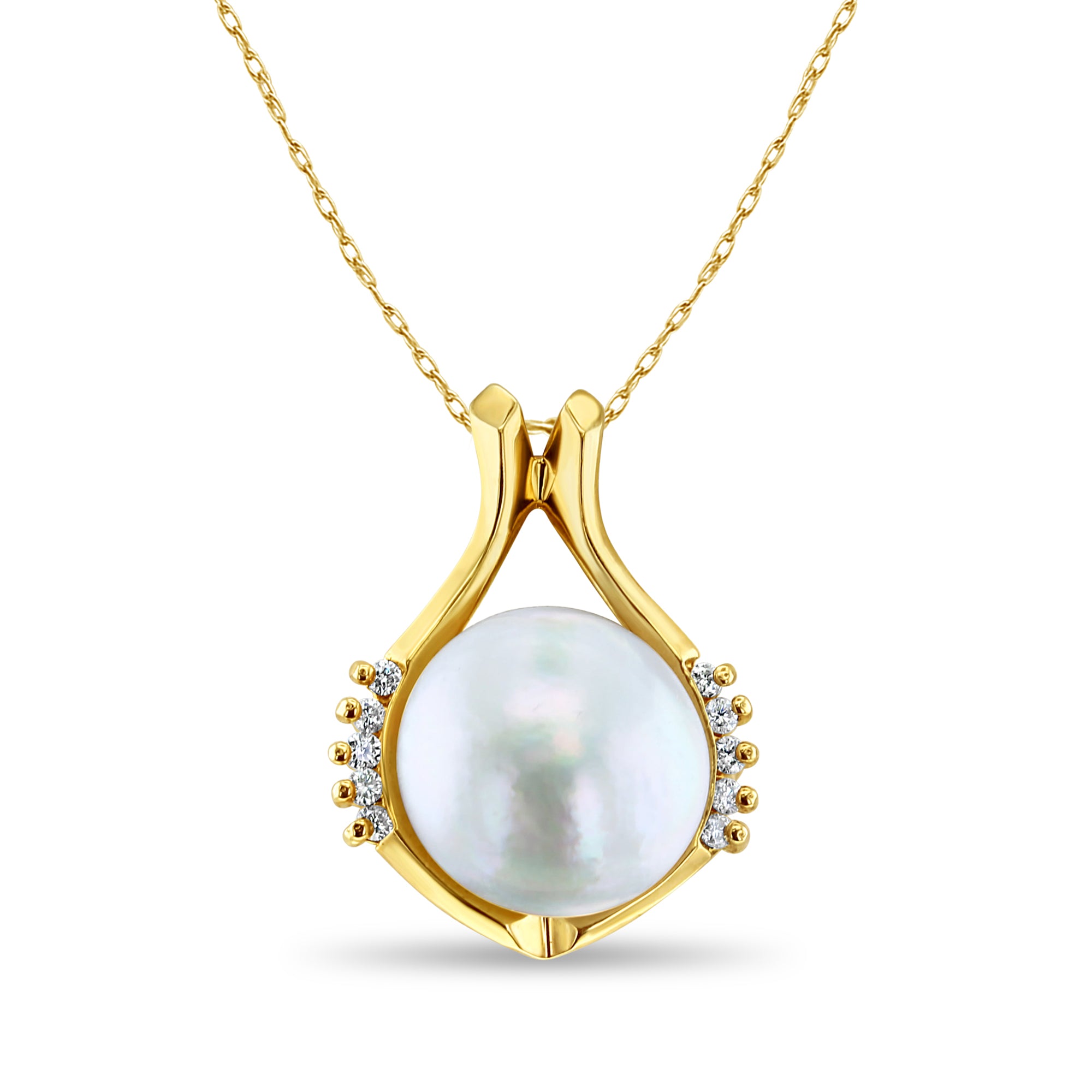 Elegant Mabe Pearl & Diamond Accented Necklace for Women - Perfect for Weddings, Anniversaries & Special Occasions