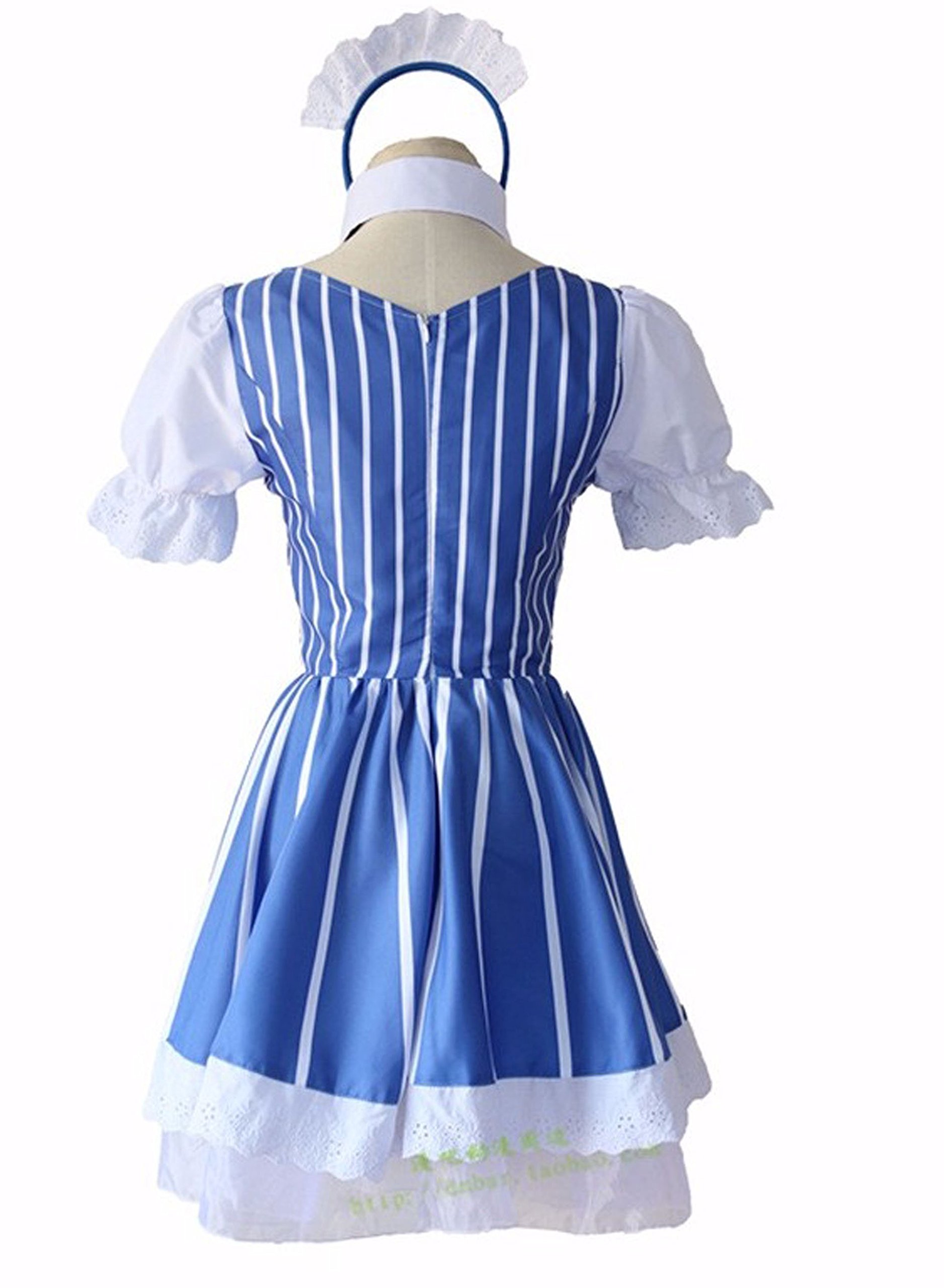 Blue and White Lolita Maid Cosplay Costume for Girls - Perfect for Anime Conventions, Halloween & Themed Parties