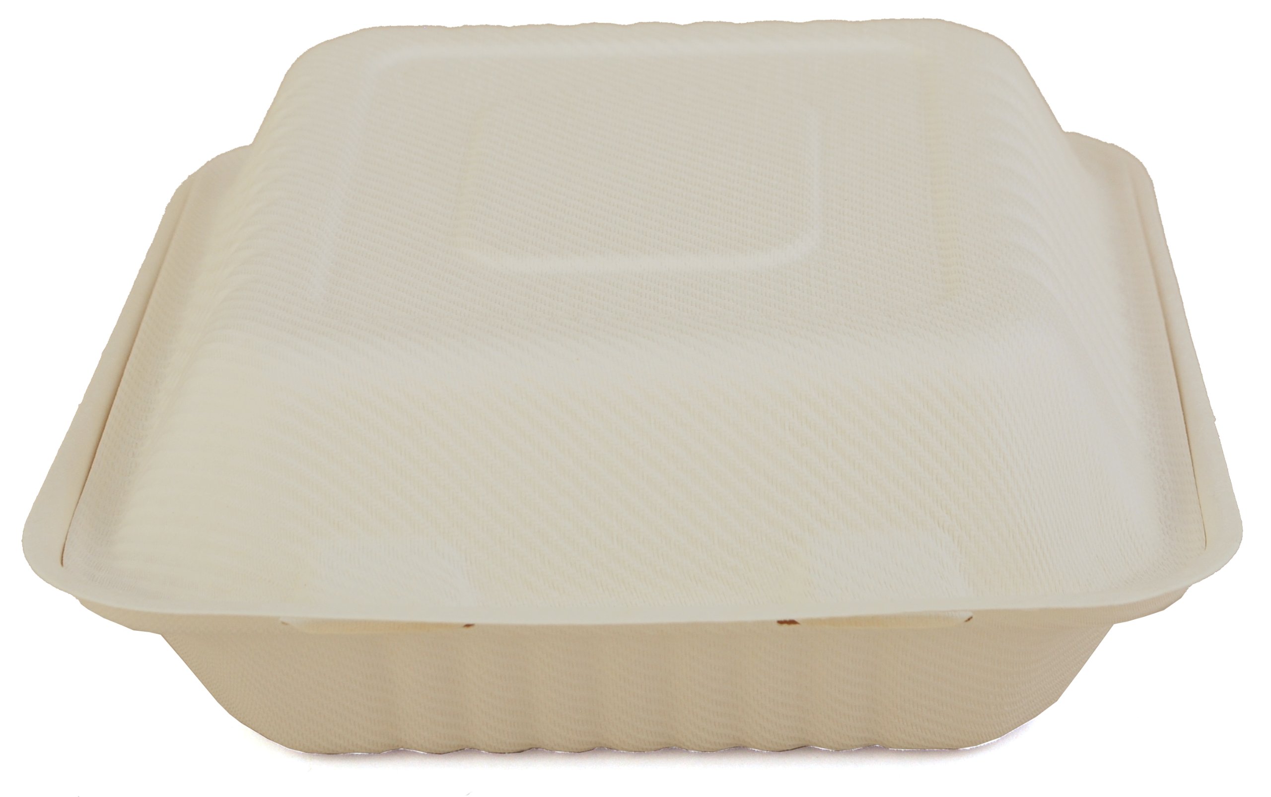 Southern Champion Tray 18930 ChampWare Molded Fiber White 3-Section Clamshell Container, 8