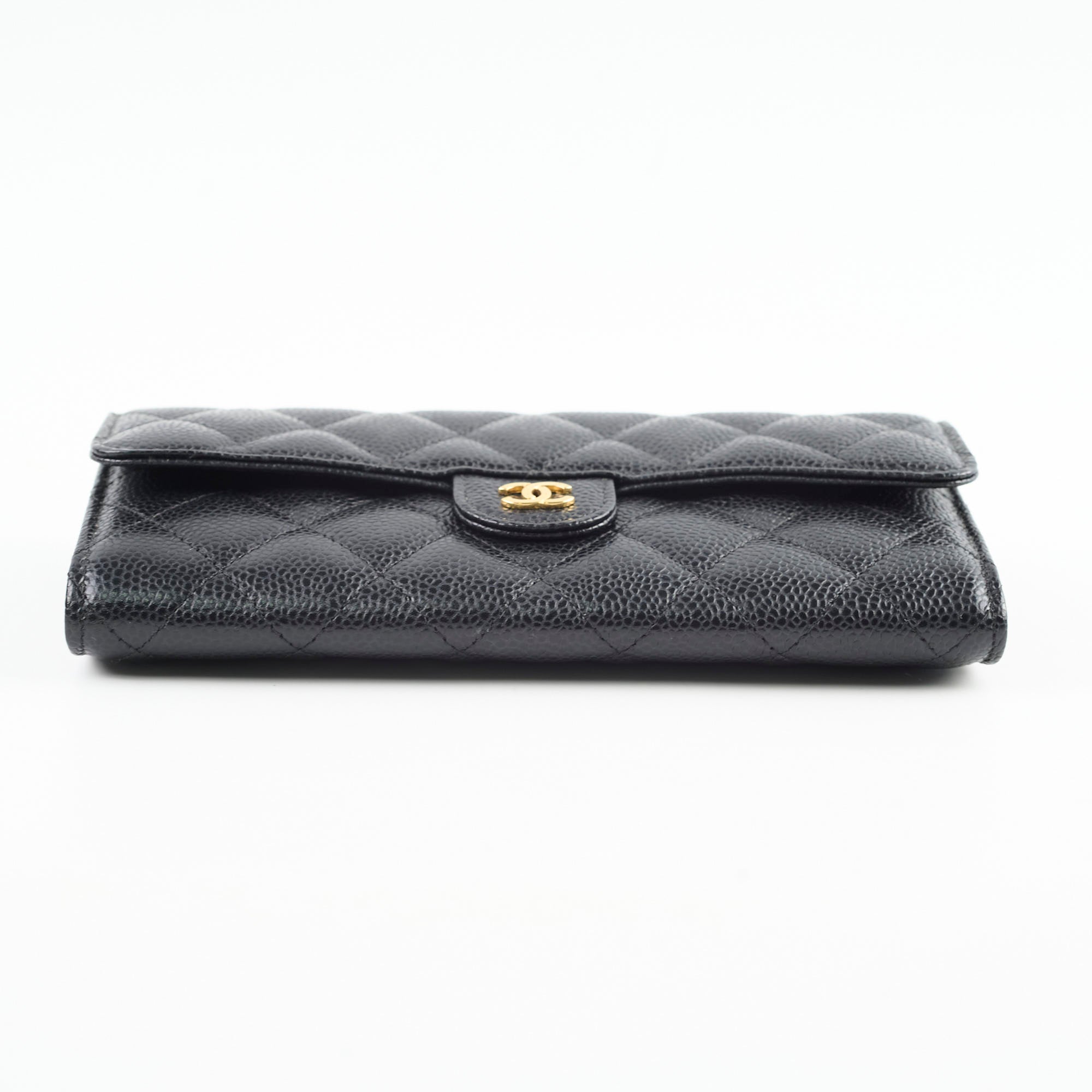 Chanel Caviar Leather Long Wallet for Women - Black Luxury Designer Clutch with Multiple Card Slots - Perfect for Everyday Use, Travel & Special Occasions