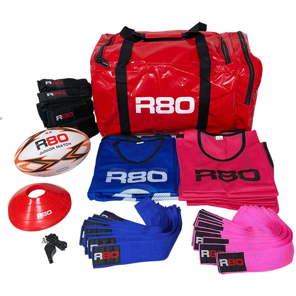R80 Junior Rippa Game On Team Sets - Youth Flag Football Starter Kit for Kids Sports & Outdoor Play - Perfect for Backyard Games, School PE Class, and Team Practice