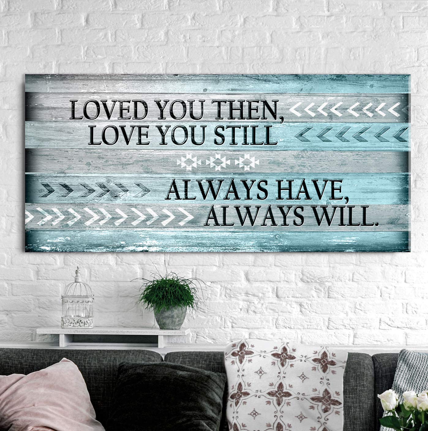 Rustic Bedroom Decor - Love You Still Wall Art for Couples | Valentine's Day Gifts for Her | Farmhouse Home Decor (Teal, 60x27) | Perfect for Anniversary, Wedding & Romantic Bedroom Decorations