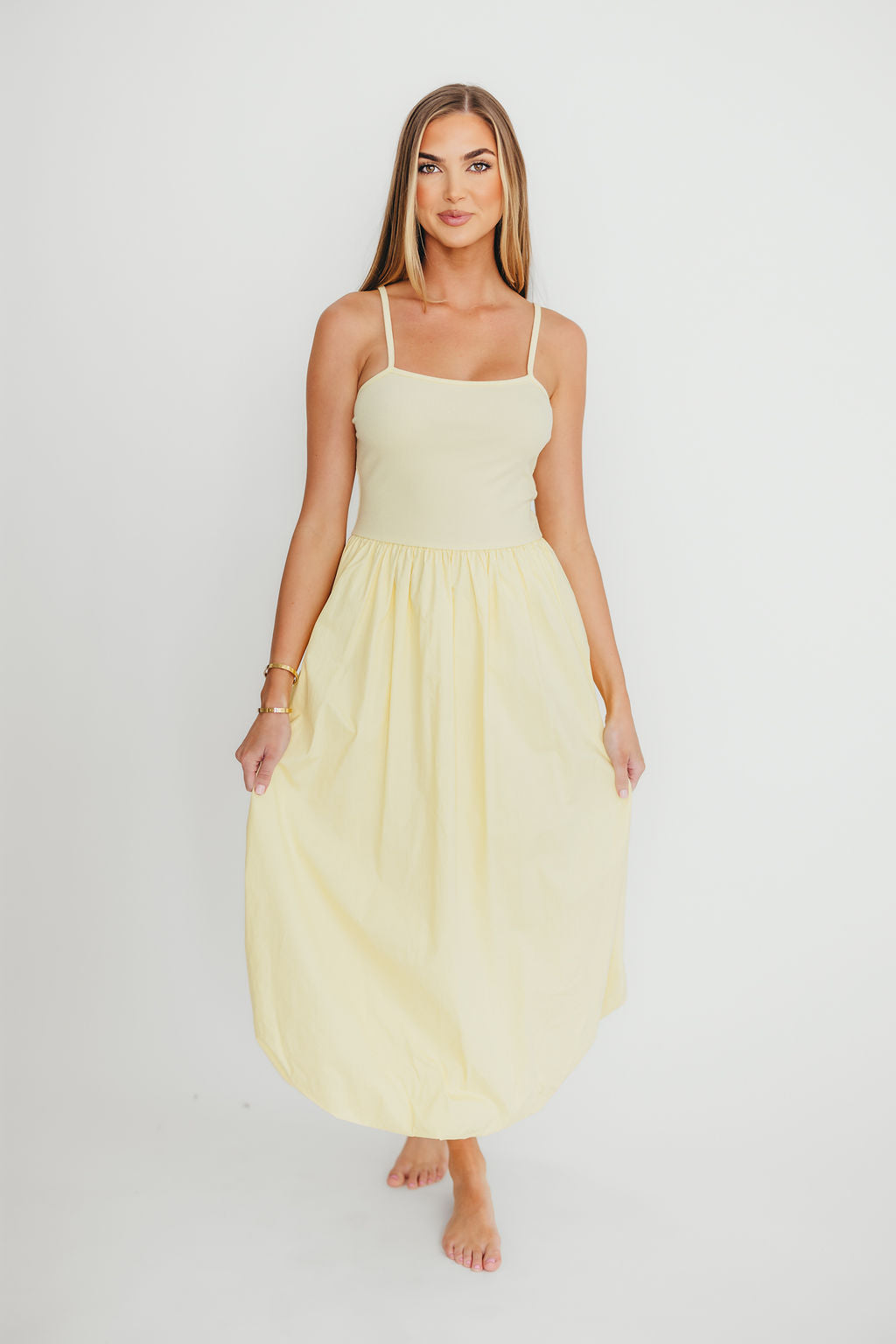 Marisol Bubble Maxi Dress in Yellow - Flowy Summer Beach Dress for Women | Perfect for Vacations, Weddings & Outdoor Parties