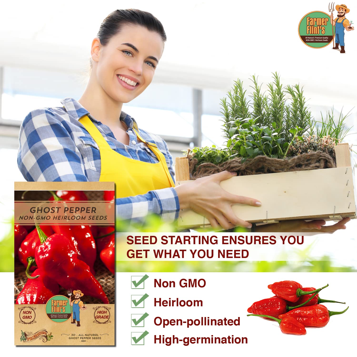 **Ghost Pepper Seeds (Naga/Bhut Jolokia) – Non-GMO Heirloom Seeds for Planting – Super Hot & Spicy Chili – Pack of 30 – Perfect for Home Gardening, Hot Sauce Making, and Culinary Experiments**