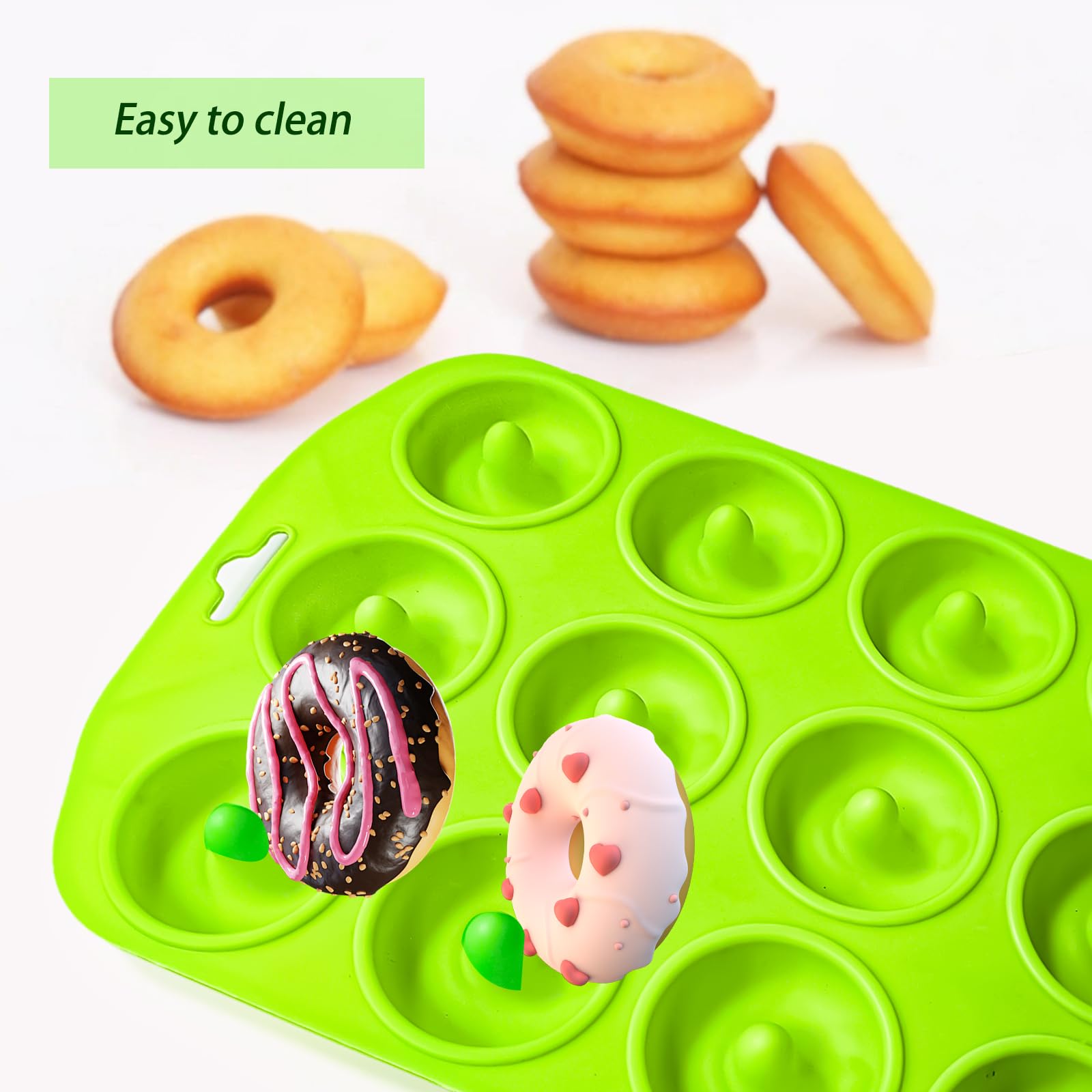 Premium Silicone Donut Pan - 24-Cavity Mini Donut Molds for Baking, Heat Resistant & Non-Stick Silicone Baking Mold - Perfect for Homemade Donuts, Cupcakes & Desserts - Easy to Clean & Dishwasher Safe - Ideal for Parties, Breakfast & Holiday Treats