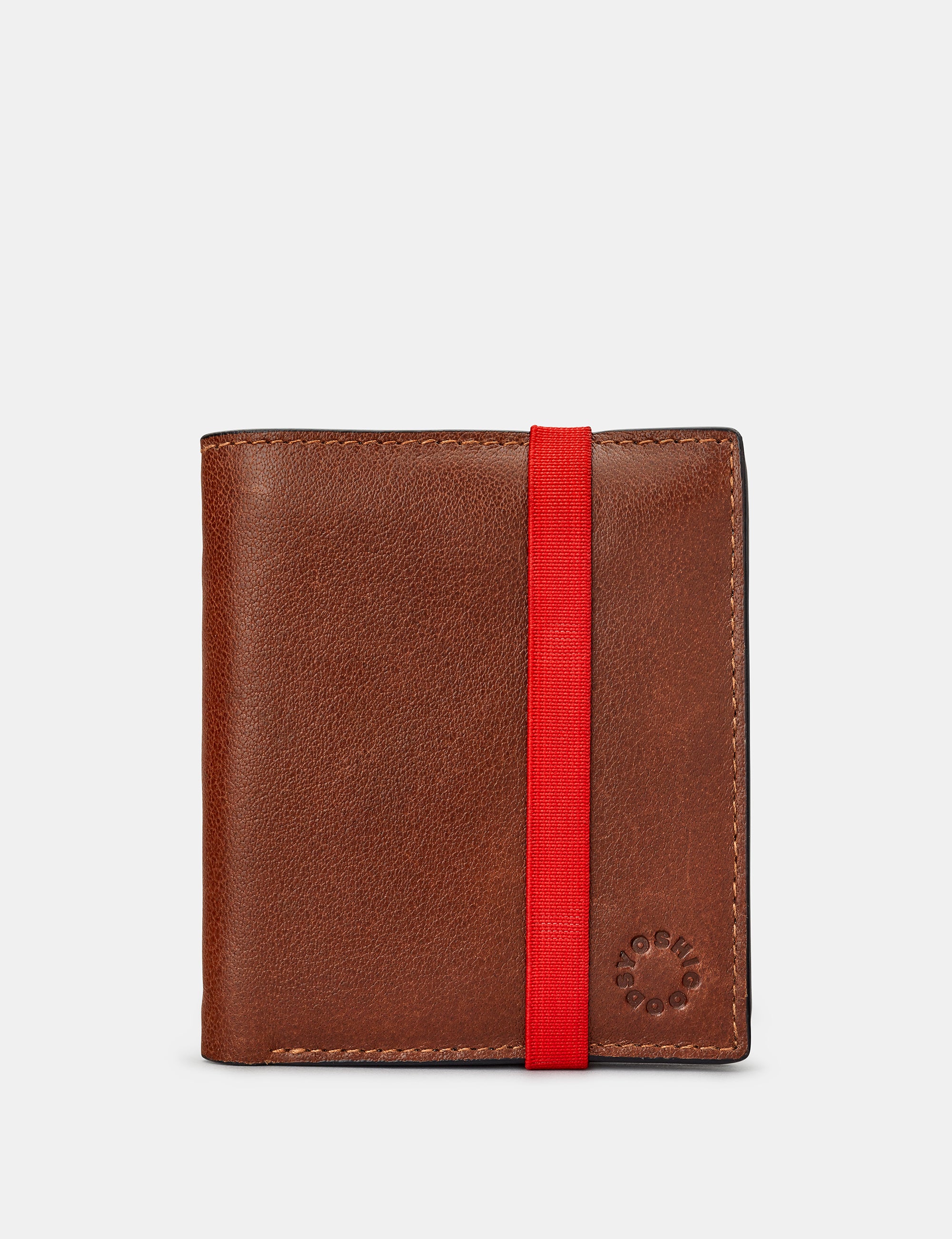 Two Fold Brown Leather Coin Pocket Wallet With Elastic Band - Stylish & Durable Men's Bifold Wallet for Cash, Cards & Coins - Perfect for Everyday Use, Travel & Gifts