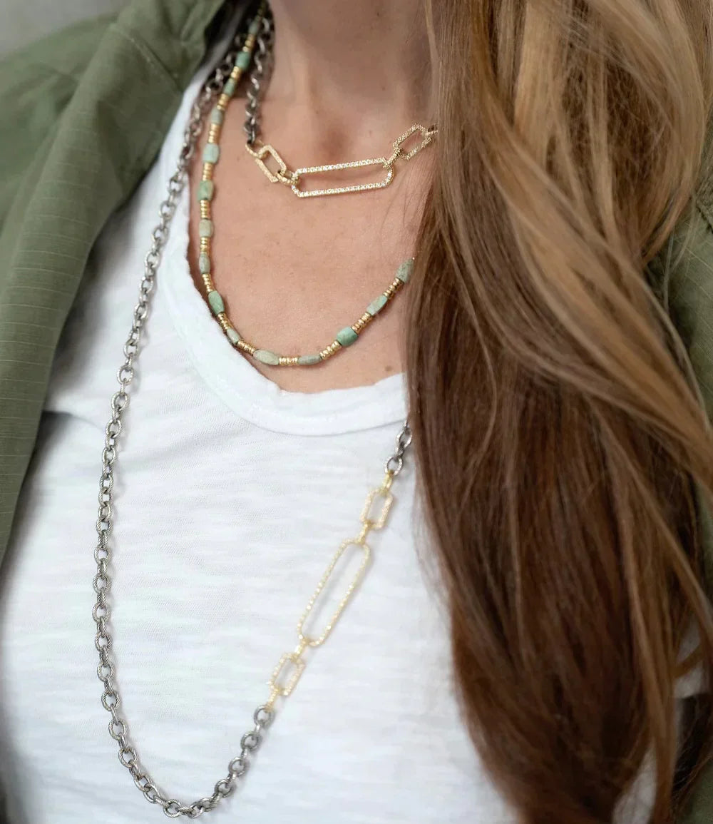 Elegant Pave Paperclip Chain Link Necklace for Women - Perfect for Everyday Wear, Layering & Special Occasions