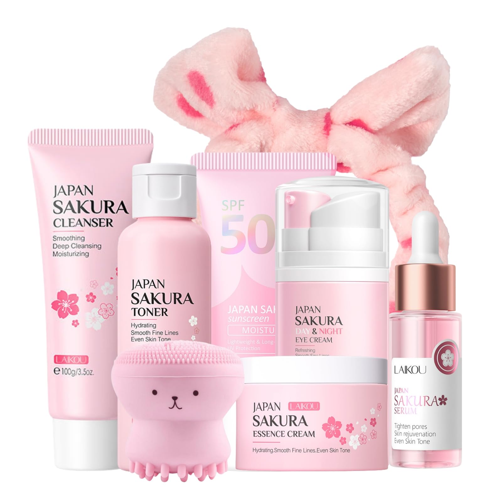 8-Piece Japanese Sakura Skincare Set for Teens 10-12 | Gentle Face Care Kit with Cleanser, Toner, Sunscreen & Serum | Perfect Teen Girl Gift & Daily Skincare Routine | Hydrating & Brightening for Sensitive Skin