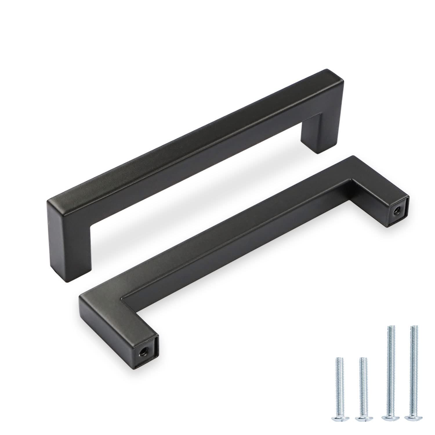 OCQ 15 Pack Matte Black Cabinet Pulls - 3-3/4 Inch Hole Center for Modern Kitchen & Dresser Drawers