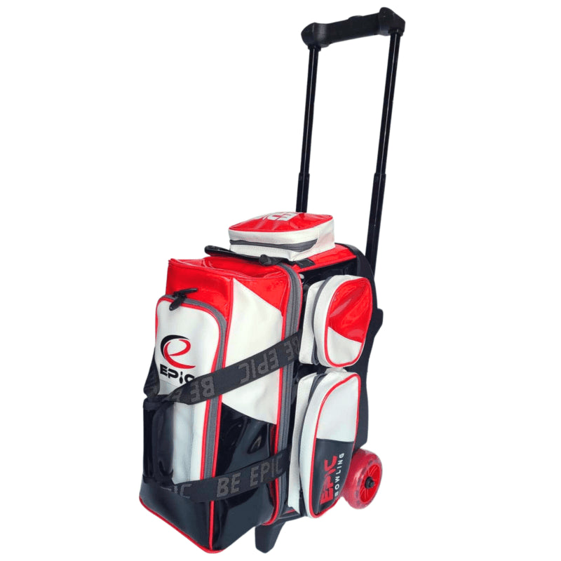 Epic Legacy 2 Ball Double Roller Bowling Bag - Fire Red Enamel Finish | Perfect for League Play & Tournament Travel | Durable Bowling Equipment for Men & Women