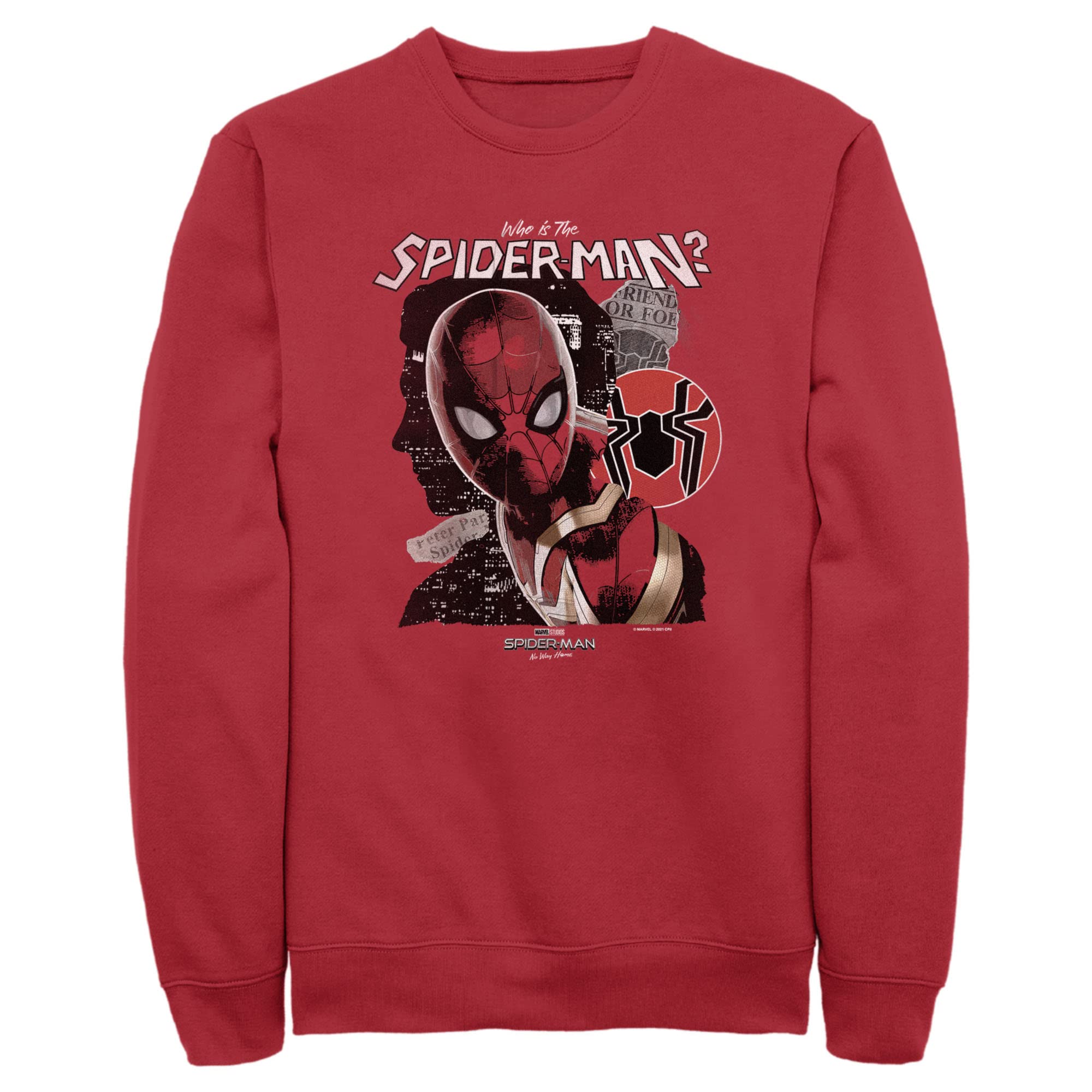 Marvel Spider-Man: No Way Home Who is The Spider-Man Men's Graphic Sweatshirt | Superhero Movie Merchandise for Casual Wear & Cosplay