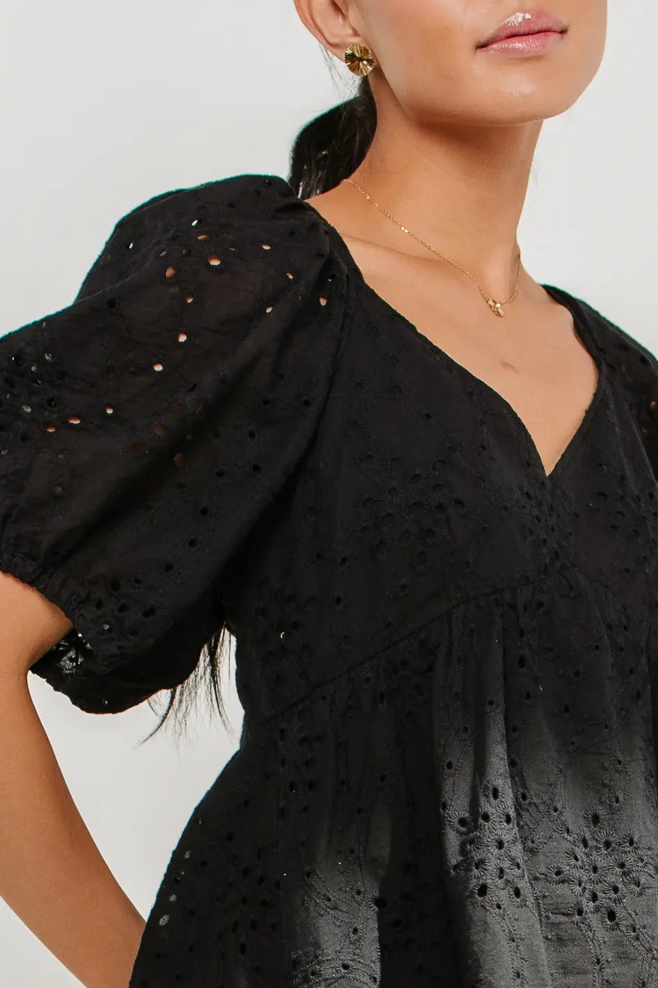 Jaime Eyelet Mini Dress in Black - Flirty & Feminine Summer Outfit for Parties, Dates & Beach Vacations | Final Sale