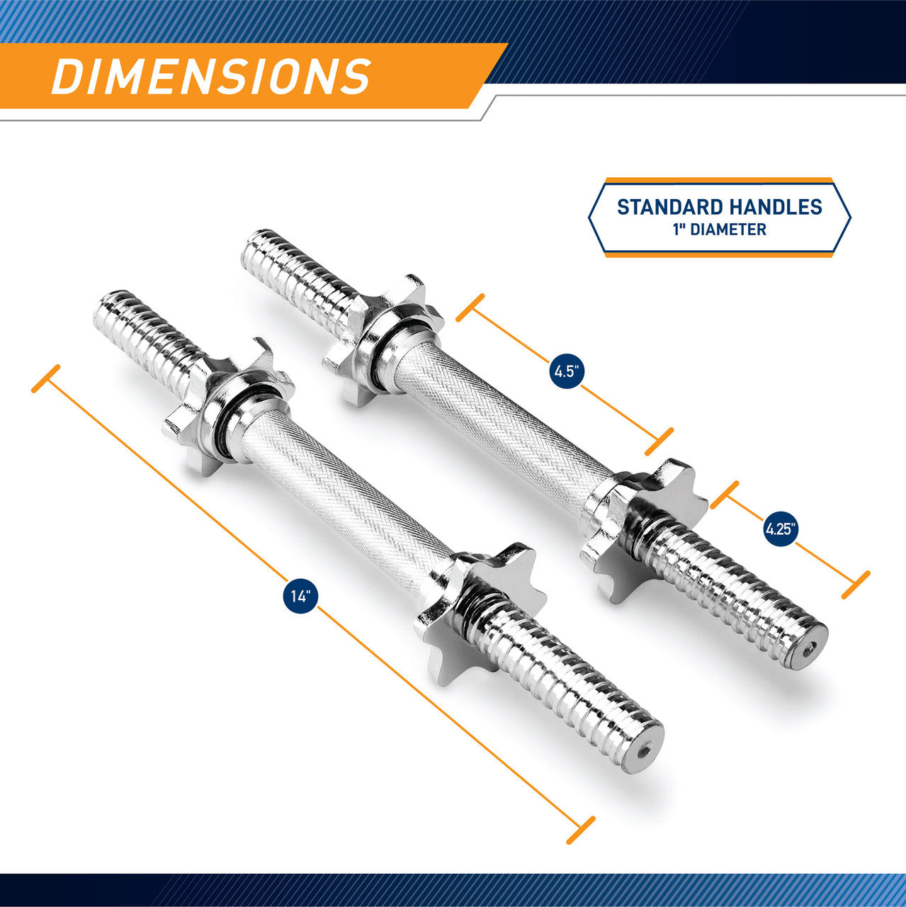 Marcy TDH 14.1 Threaded Dumbbell Handles - Weight Lifting Equipment for Home Gym & Strength Training - Perfect for Dumbbell Exercises & Workouts