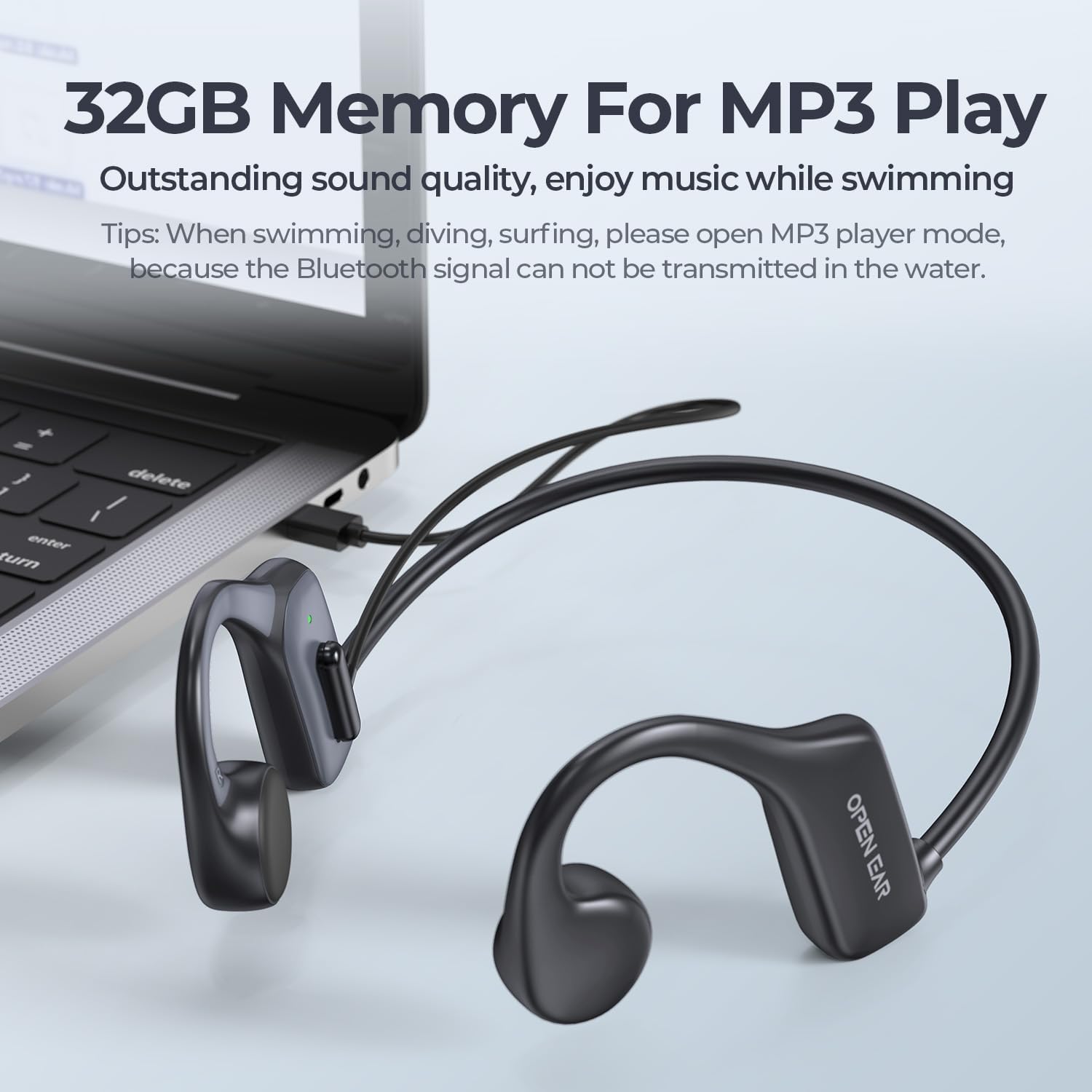 ANINUALE Bone Conduction Headphones Bluetooth 5.3 - IP68 Waterproof Wireless Open-Ear Headphones with 32GB MP3 Player for Swimming, Running, Diving, Cycling - Perfect for Workouts, Outdoor Sports & Water Activities
