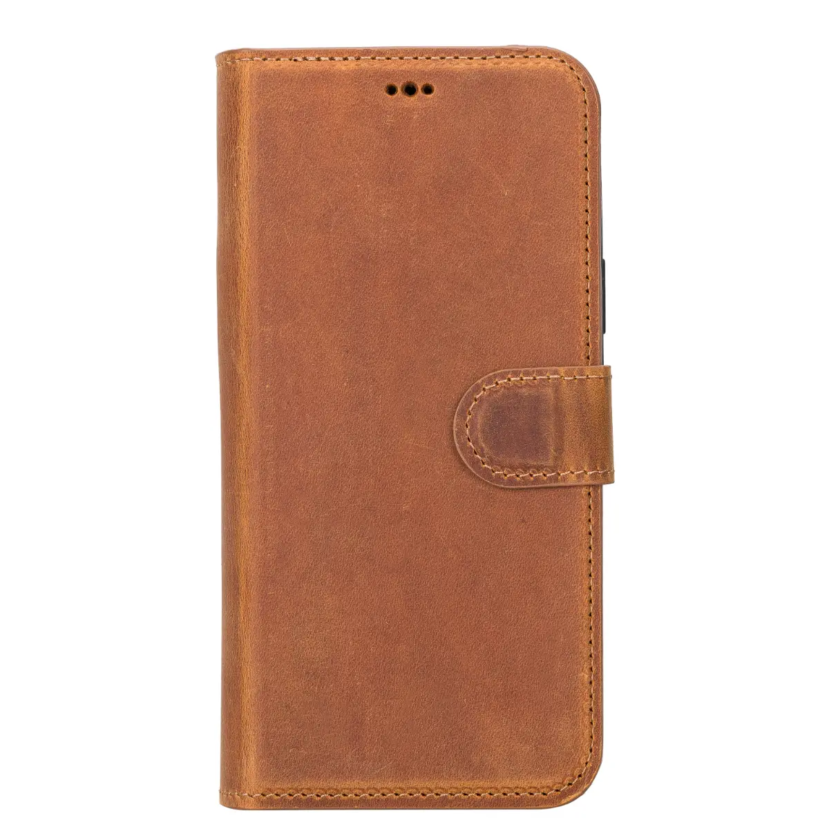 Premium Camel Brown Genuine Leather Wallet Case for iPhone 14 Plus - Slim Protective Cover with Card Slots | Perfect for Everyday Use, Travel & Business
