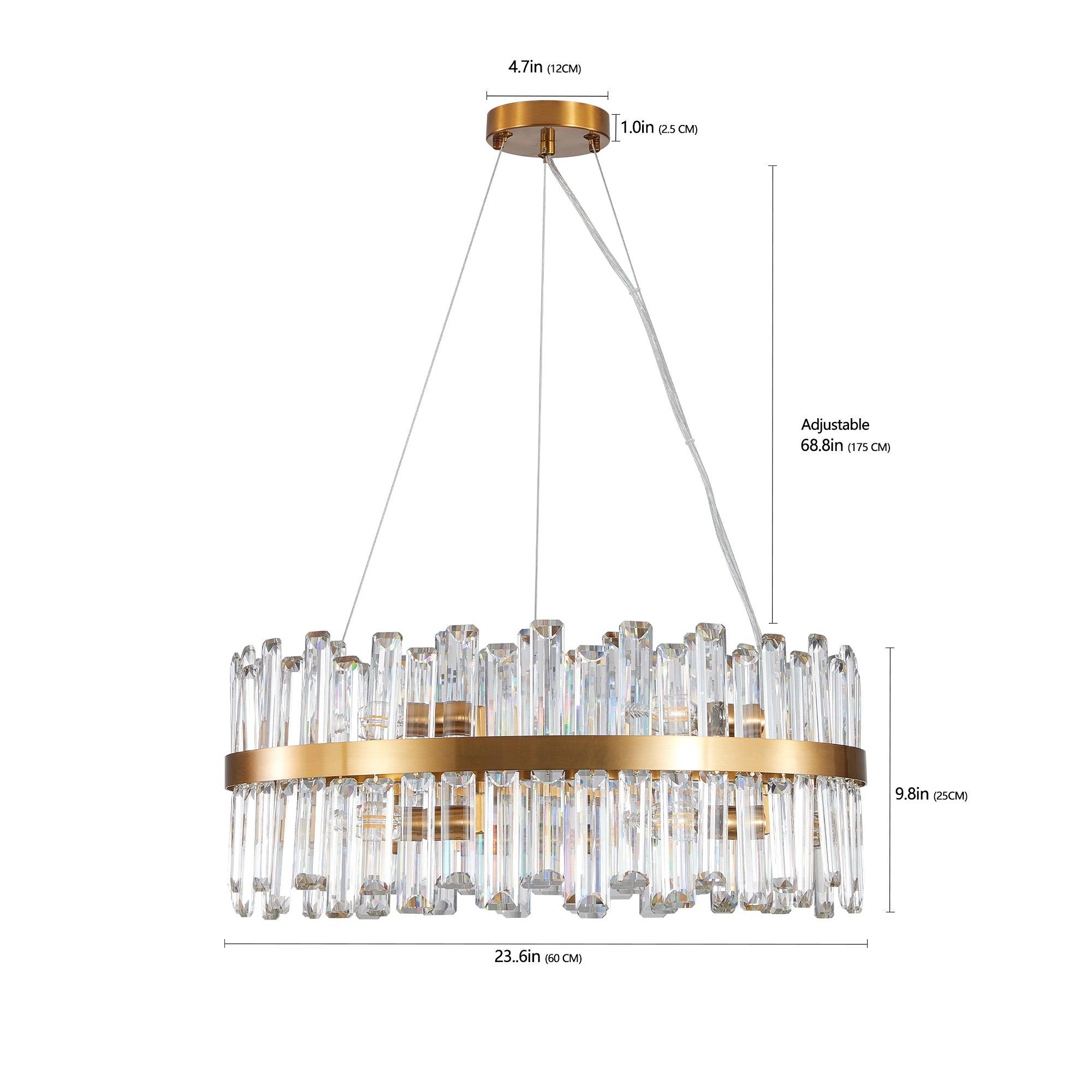 23.6 Inch Modern Crystal Chandelier - LED Luxury Ceiling Light Fixture for Living Room, Bedroom, Dining Room Decor - Elegant Home Lighting Solution (Bulbs Not Included) | Perfect for Wedding, Party & Interior Design