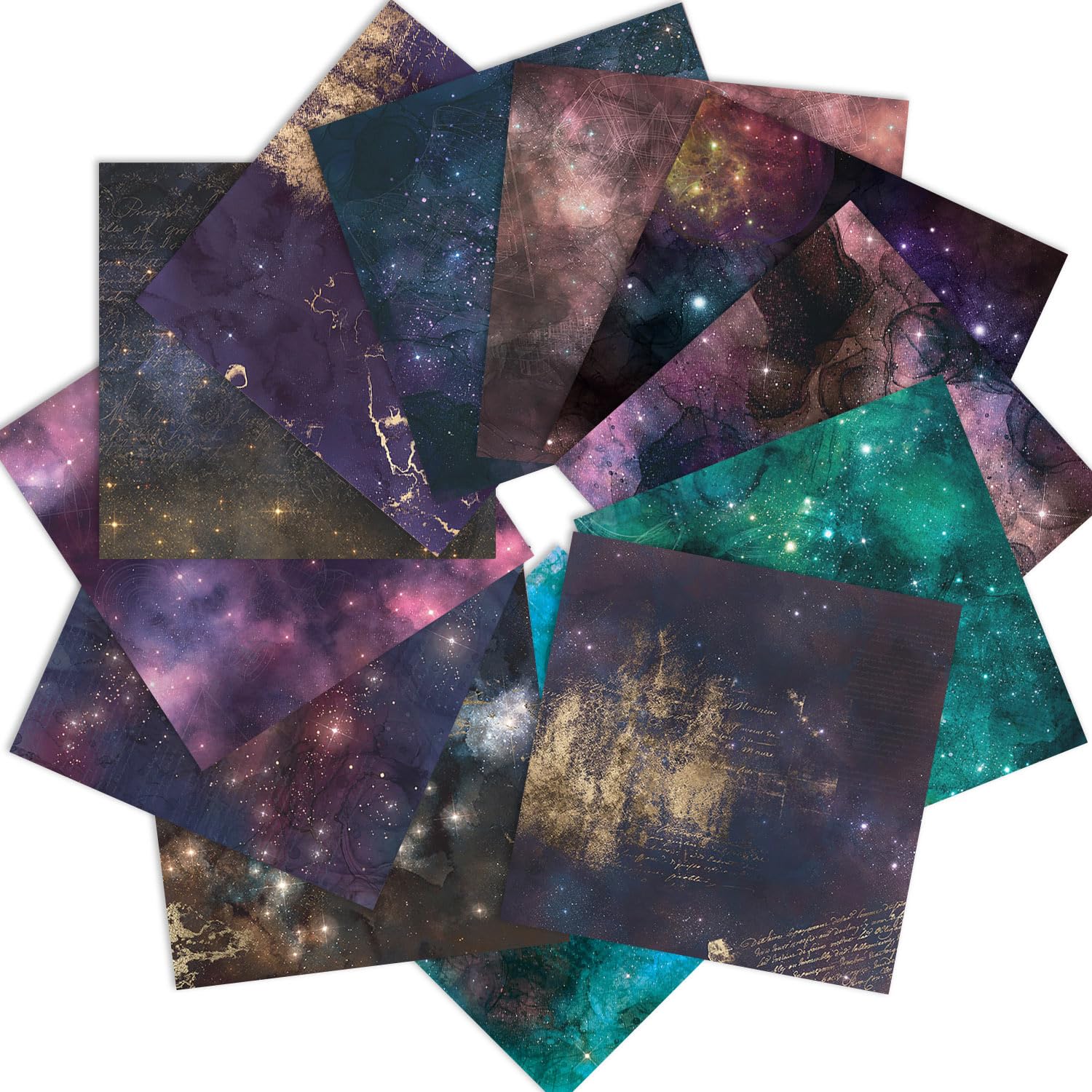 Black Galaxy Scrapbook Paper 12x12 Inch - 24 Sheets Starry Sky Pattern Single-Sided Cardstock for DIY Crafts, Holiday Card Making, Origami & Journaling | Perfect for Scrapbooking, Gift Wrapping & Home Decor