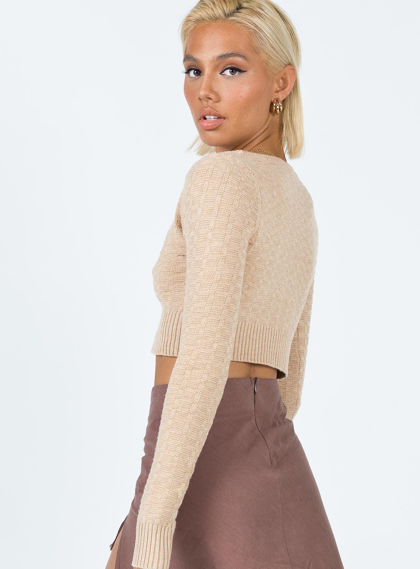 Ava Knit Cardigan Women's Light Brown Sweater - Cozy Fall & Winter Layering for Office, Date Night & Casual Outfits