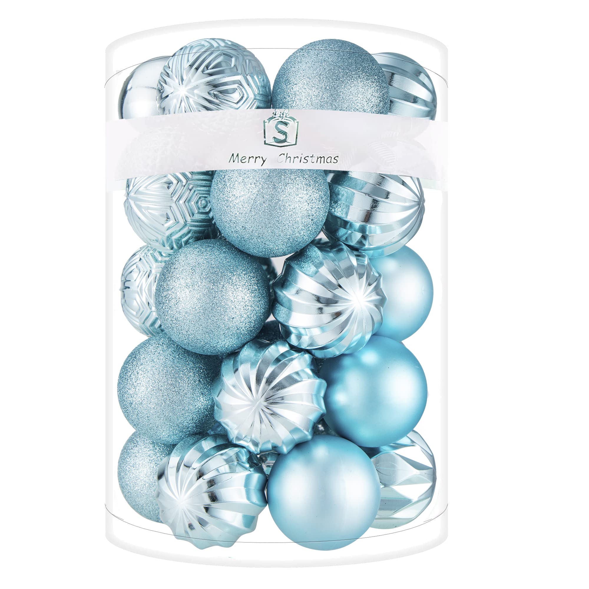 ISULIFE Shatterproof Christmas Ball Ornaments - 34 Pack (2.36 Inch, Baby Blue) - Durable Holiday Decorations for Xmas Tree, Wedding, Party & Home Décor - Perfect for Indoor & Outdoor Christmas Decorating