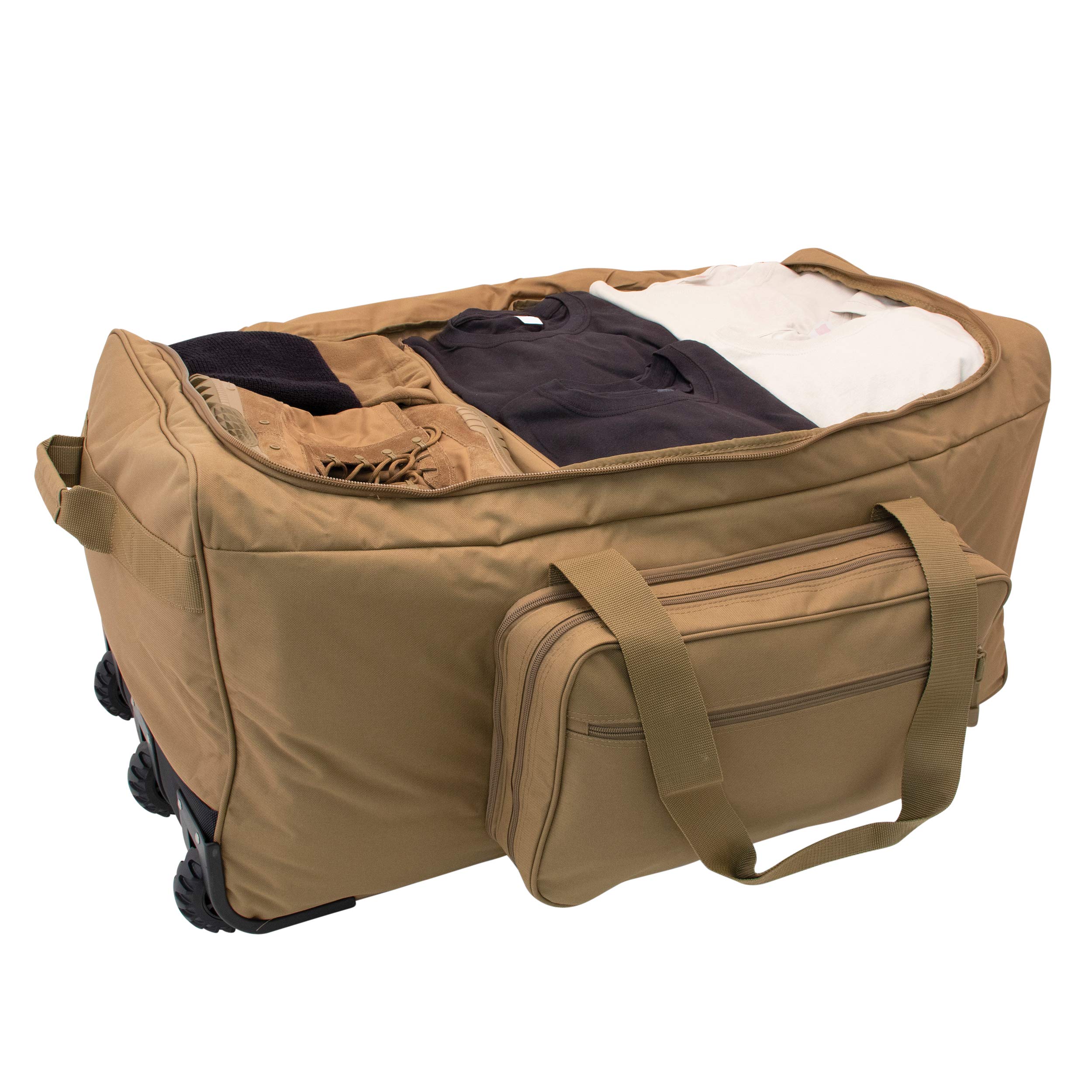 Mercury Tactical Gear Monster™ Rolling Duffle Bag - Heavy Duty Wheeled Travel Duffel for Men & Women (Coyote) - Perfect for Military Deployment, Gym Gear & Airplane Luggage