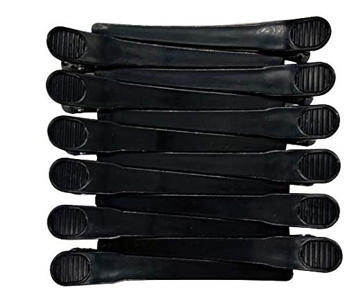 Kira Professional Hair Clips for Women - 12 Pack Black Hairdressing Clips - Perfect for Salon, Styling, Braiding & Hair Extensions