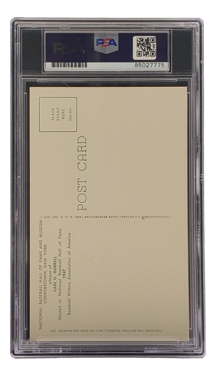 Carl Hubbell Autographed 4x6 New York Giants Hall of Fame Plaque Card - PSA/DNA Certified #85027775 - Perfect for Sports Memorabilia Collectors and Giants Fans
