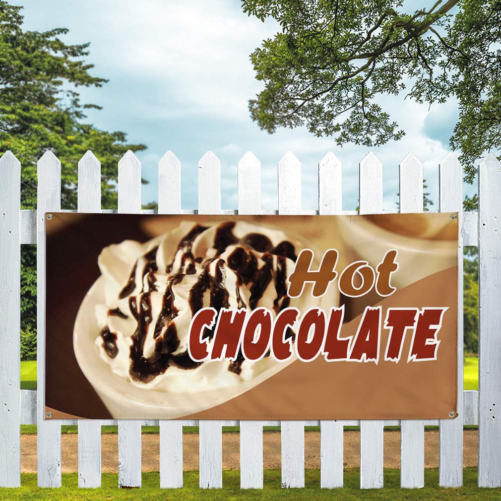 Custom Vinyl Banner 48x96 Inches - Weatherproof Outdoor Advertising Sign for Hot Chocolate, Restaurants & Food - Durable Industrial Yard Sign with 8 Grommets (Multiple Sizes Available) - Perfect for Outdoor Events, Business Promotions & Seasonal Marketing
