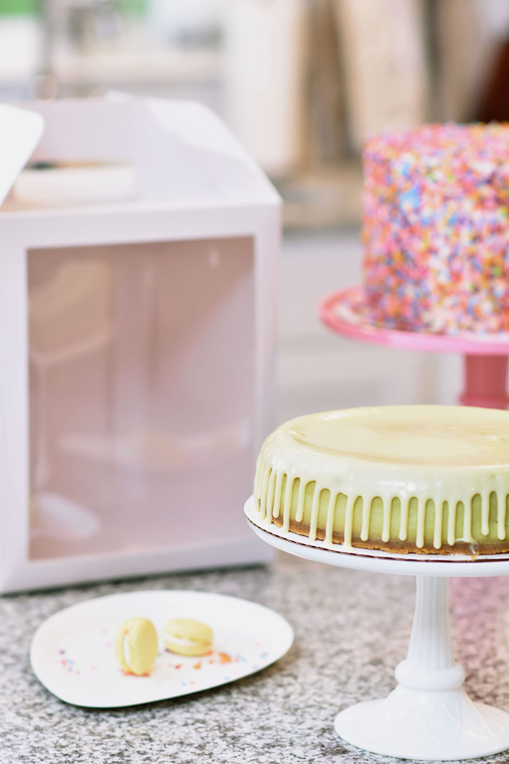 6-Pack 10x10x12 Inch Clear Window Cake Boxes with Handle - Tall Cake Carrier for Wedding, Tier & Large Cakes - Perfect for Bakery Transport, Party Dessert Display & Gift Packaging