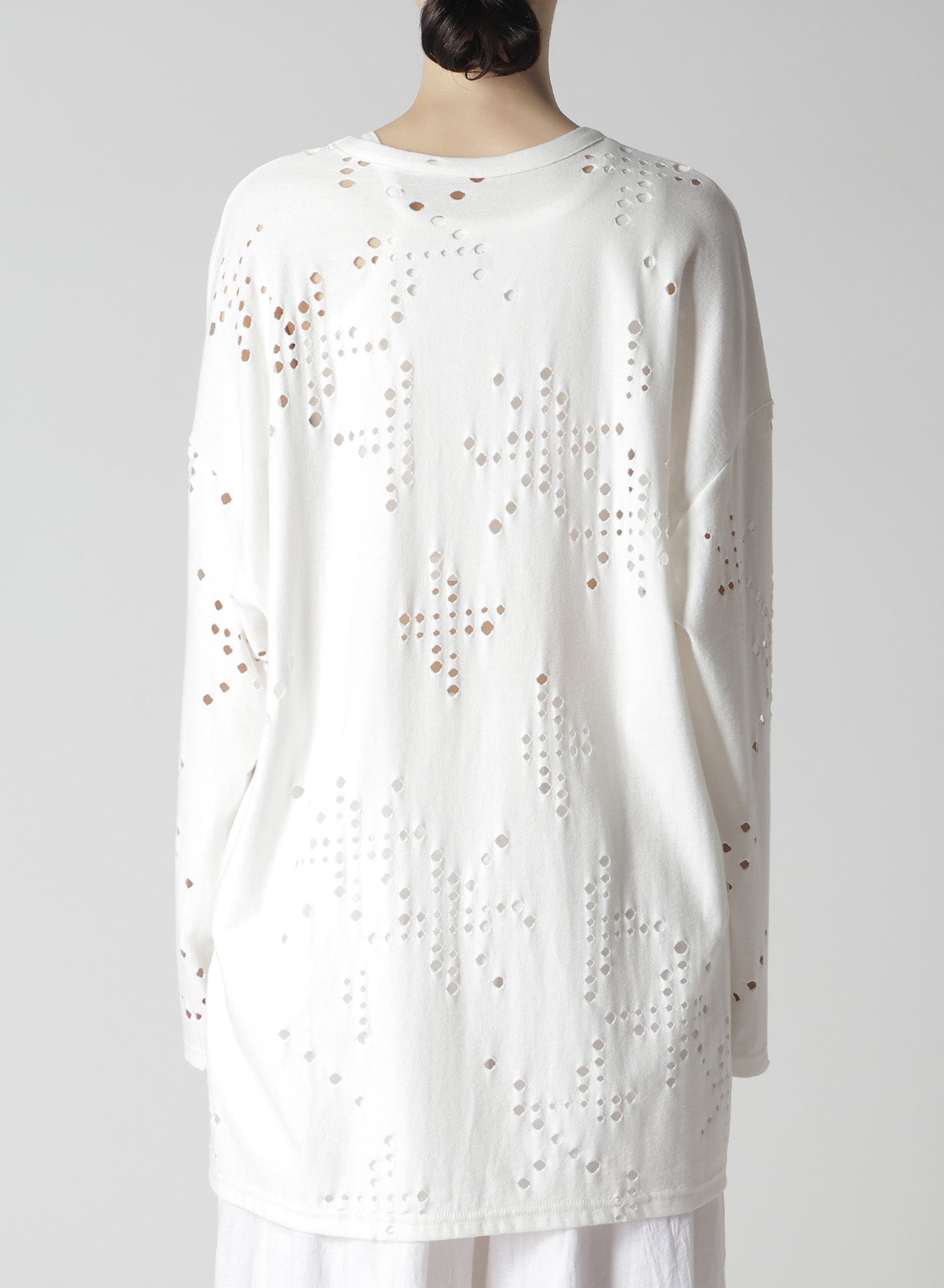 Soft Cotton Jersey Long Sleeve T-Shirt with Unique Hole Design - Oversized Fit for Women - Perfect for Casual Wear, Layering & Street Style Fashion
