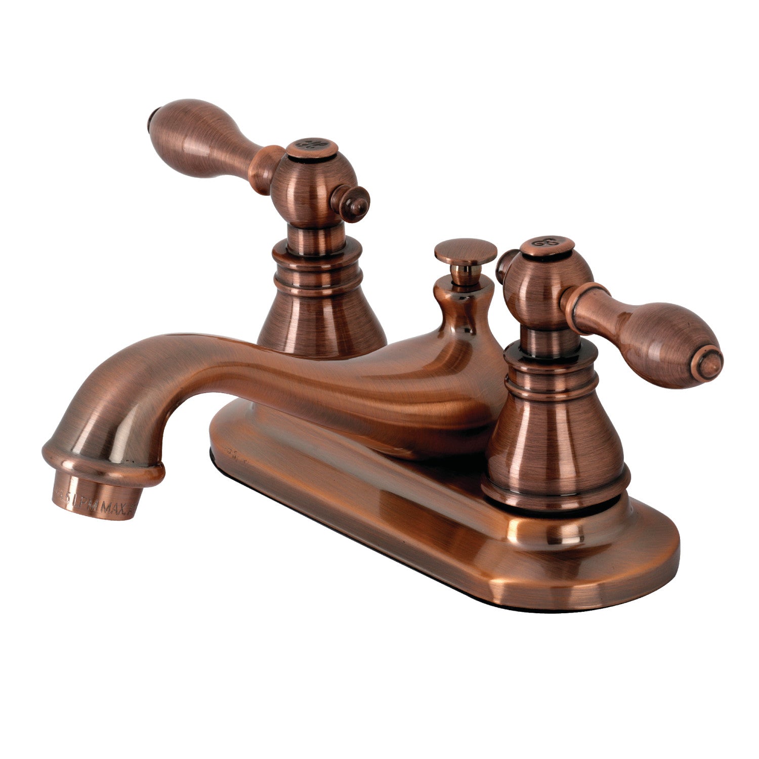 KB606ACL Double Handle 3-Hole Deck Mount 4-Inch Centerset Bathroom Faucet with Pop-Up Drain in Antique Copper - Classic American Style for Bathroom Vanity Sink Upgrade