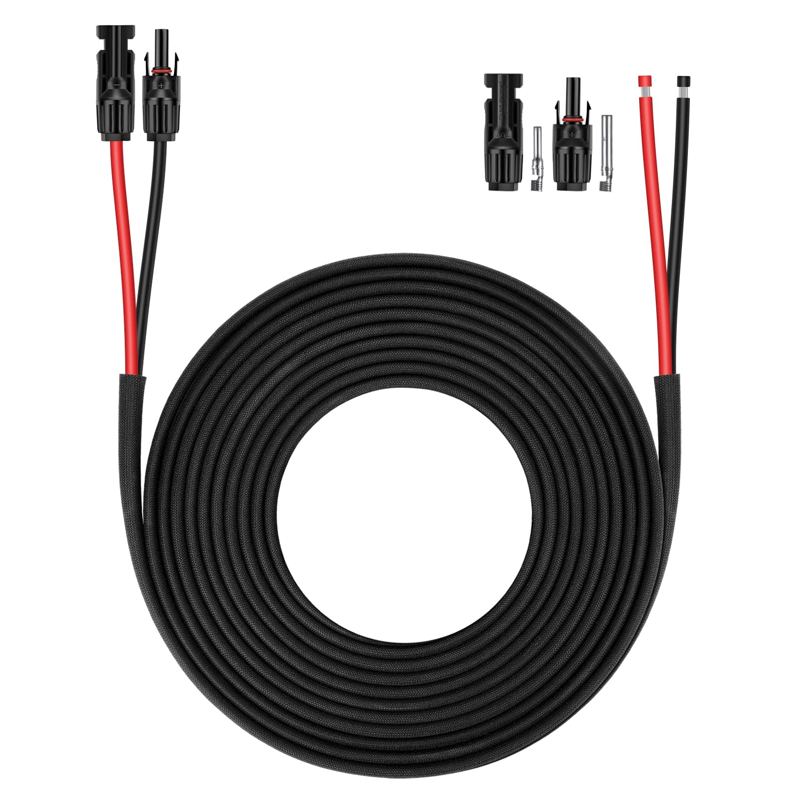 25FT 10AWG Solar Panel Extension Cable with MC4 Connectors - Weatherproof Tinned Copper Wire for RV, Boat & Home Solar Systems - Perfect for Outdoor Solar Panel Installations & Off-Grid Power Solutions