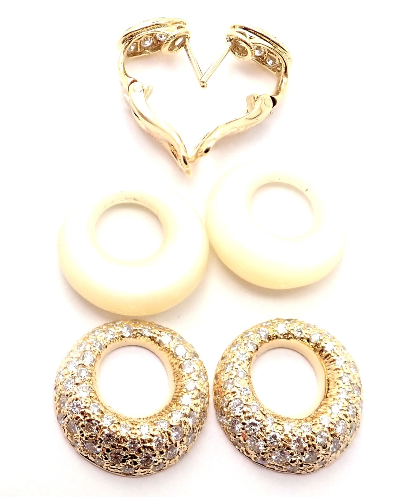 Van Cleef & Arpels 18k Yellow Gold Diamond Mother of Pearl Door Knocker Earrings - Luxury Jewelry for Women, Perfect for Weddings & Special Occasions
