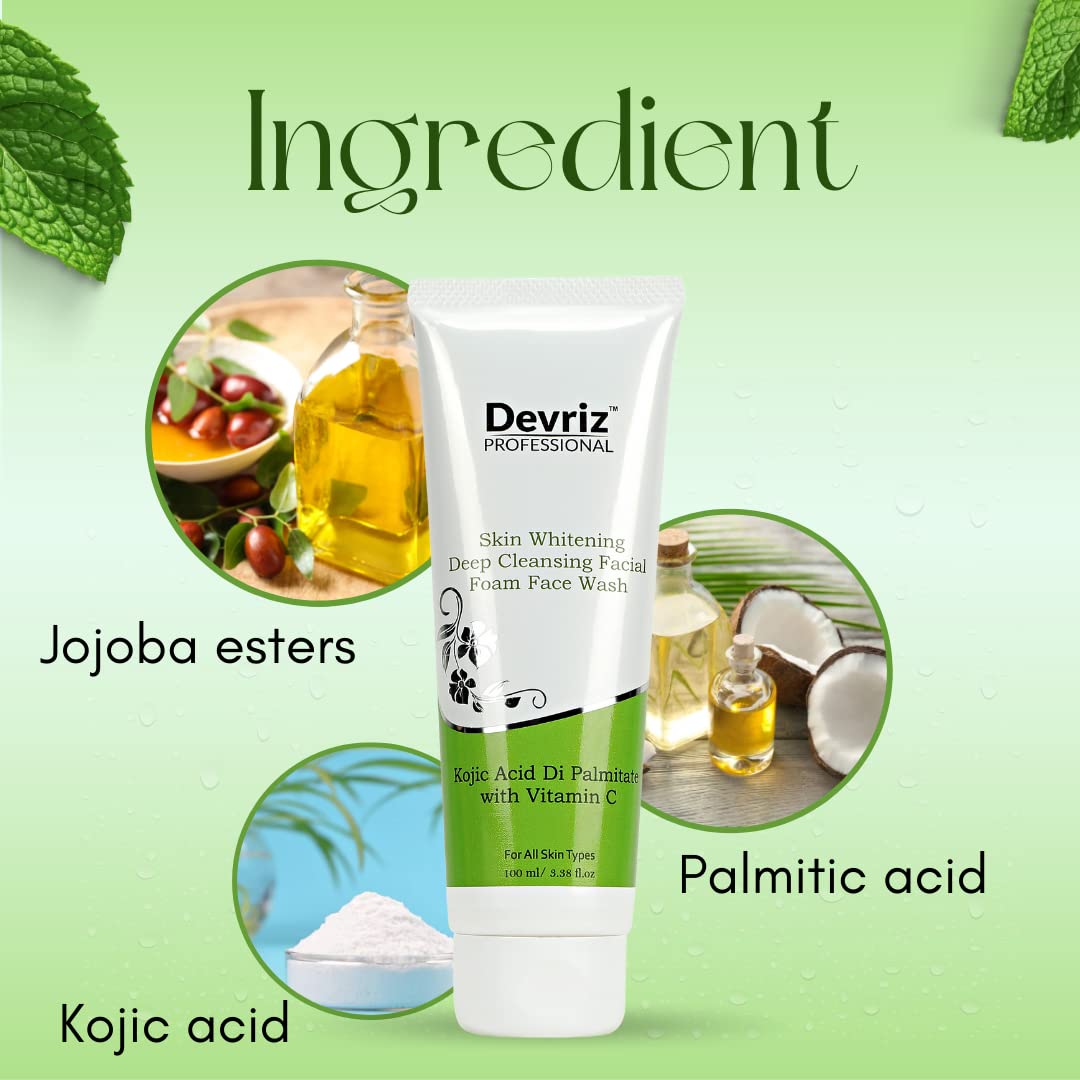 Devriz Deep Cleansing Face Wash for Acne-Free & Bright Skin - Oil Control for Oily, Dry & Combination Skin - Daily Facial Cleanser for Clear & Glowing Complexion - Perfect for Morning & Night Skincare Routine