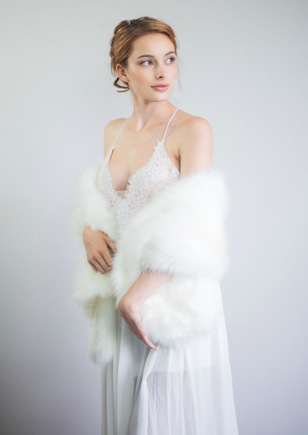 Ivory White Fur Shawl - Elegant Winter Wrap for Women (Lilian Ivy03) | Perfect for Weddings, Parties & Cold Weather Fashion