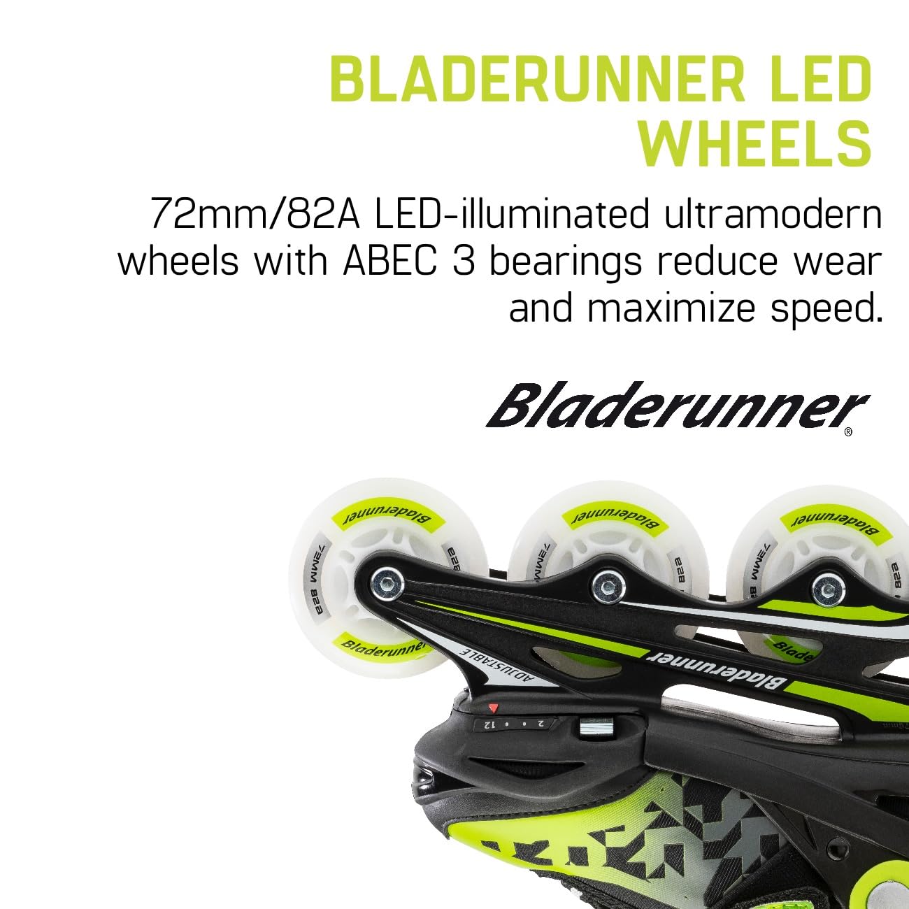 Rollerblade Phoenix Flash Adjustable Kids Inline Skates - Bladerunner Series for Fitness & Recreation | Black/Green | Perfect for Outdoor Sports & Family Fun