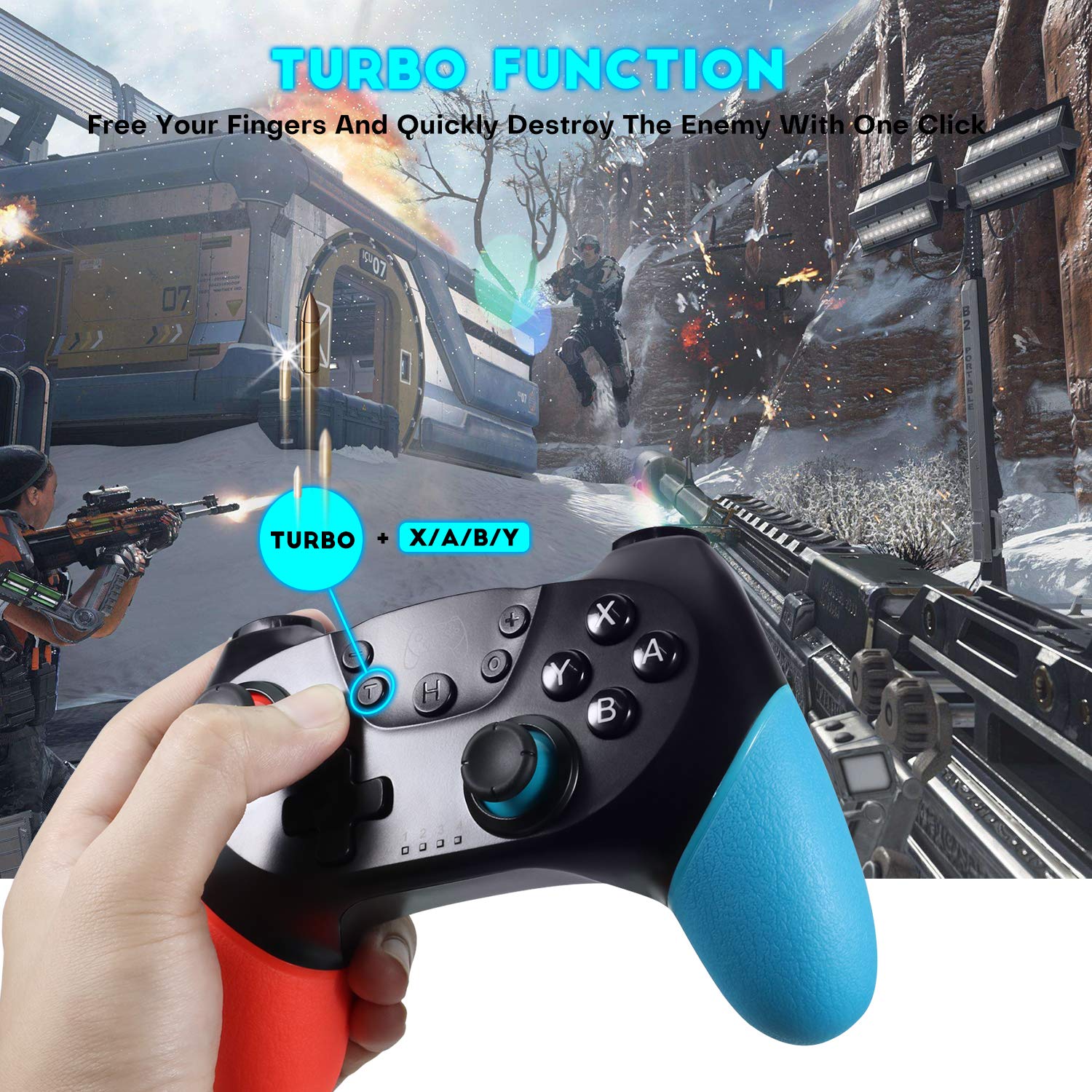 Gezimetie Wireless Switch Controller for Nintendo Switch & Switch Lite - 6-Axis Gyro, Dual Shock Gamepad Joypad | Perfect for Gaming at Home or On-The-Go