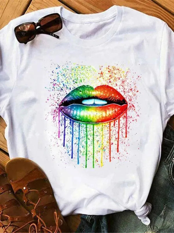 Sexy Lips Print Women's T-Shirt - Trendy Graphic Tee for Casual Outfits & Streetwear Fashion