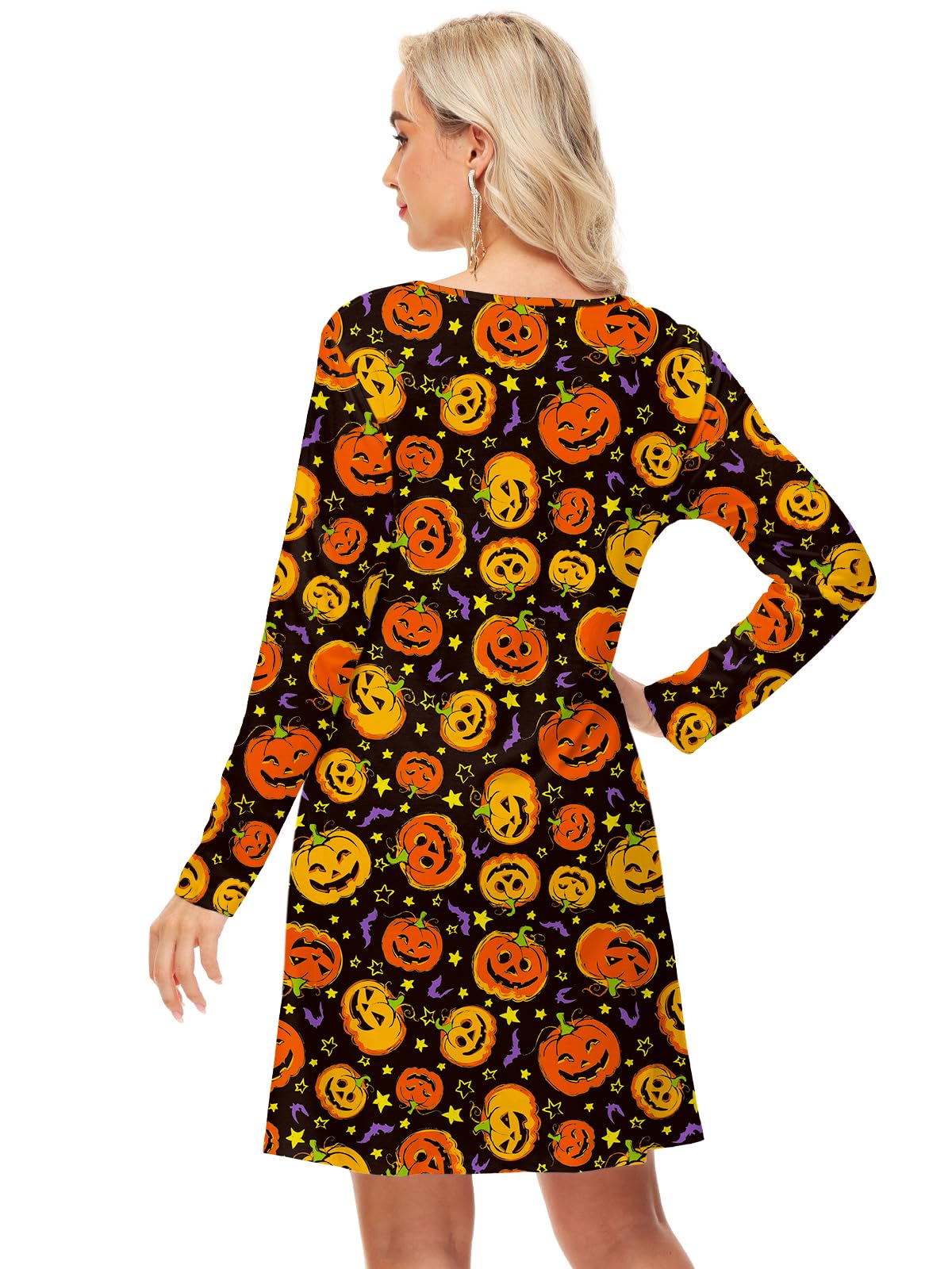 Deerose Women's Halloween Costume Dress with Pockets - Funny Long Sleeve Party Outfit for Halloween, Cosplay, Themed Parties & Costume Events