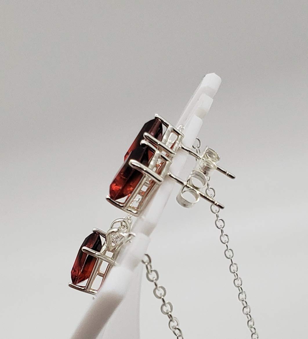 Watermelon Tourmaline Sterling Silver Earring and Necklace Set - Dainty Jewelry Gift for Women, Birthstone Jewelry for August - Perfect for Weddings, Parties & Everyday Wear
