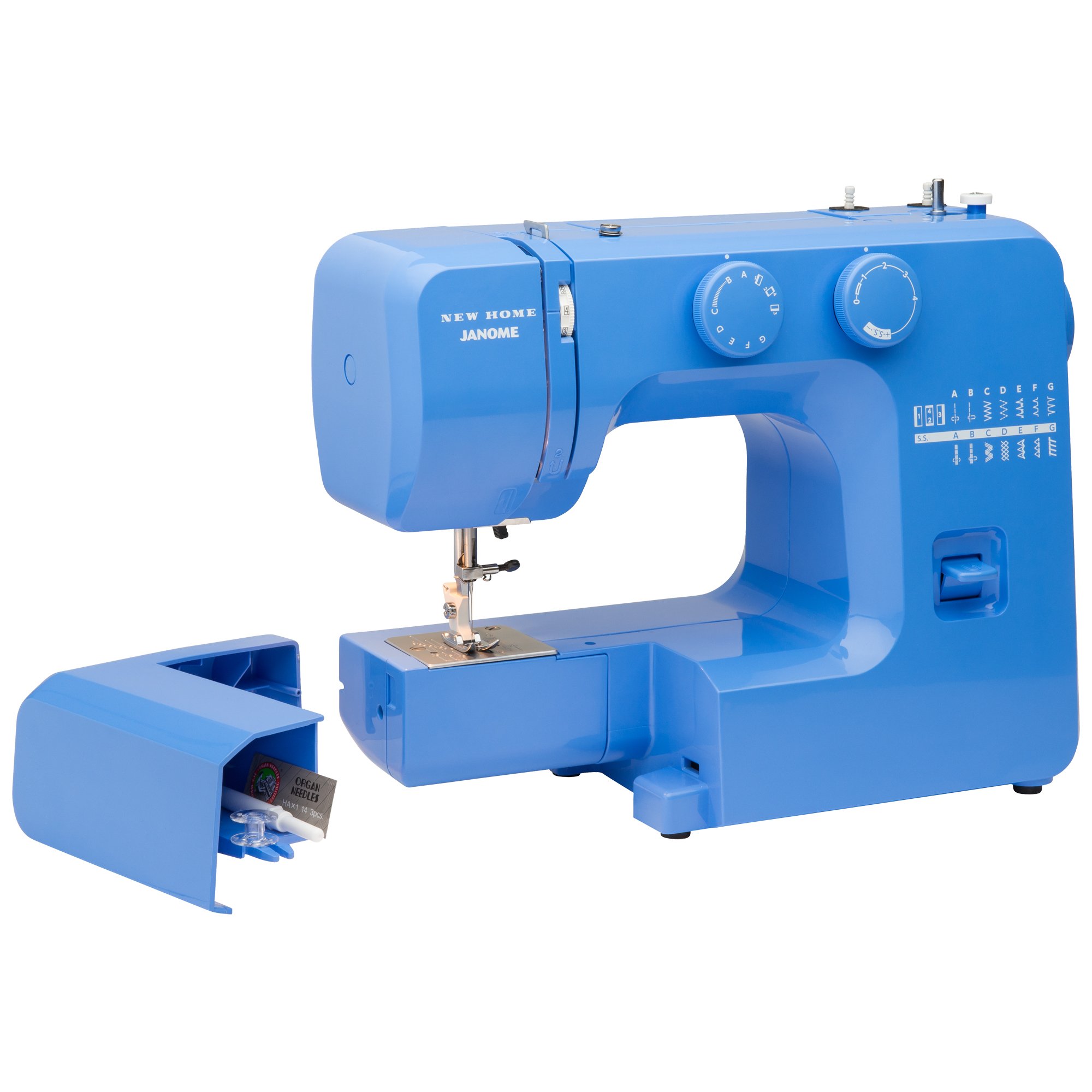 Janome Blue Couture Easy-to-Use Sewing Machine with Interior Metal Frame - Beginner Friendly with Bobbin Diagram & Tutorial Videos | Perfect for DIY Crafts, Home Decor & Fashion Projects